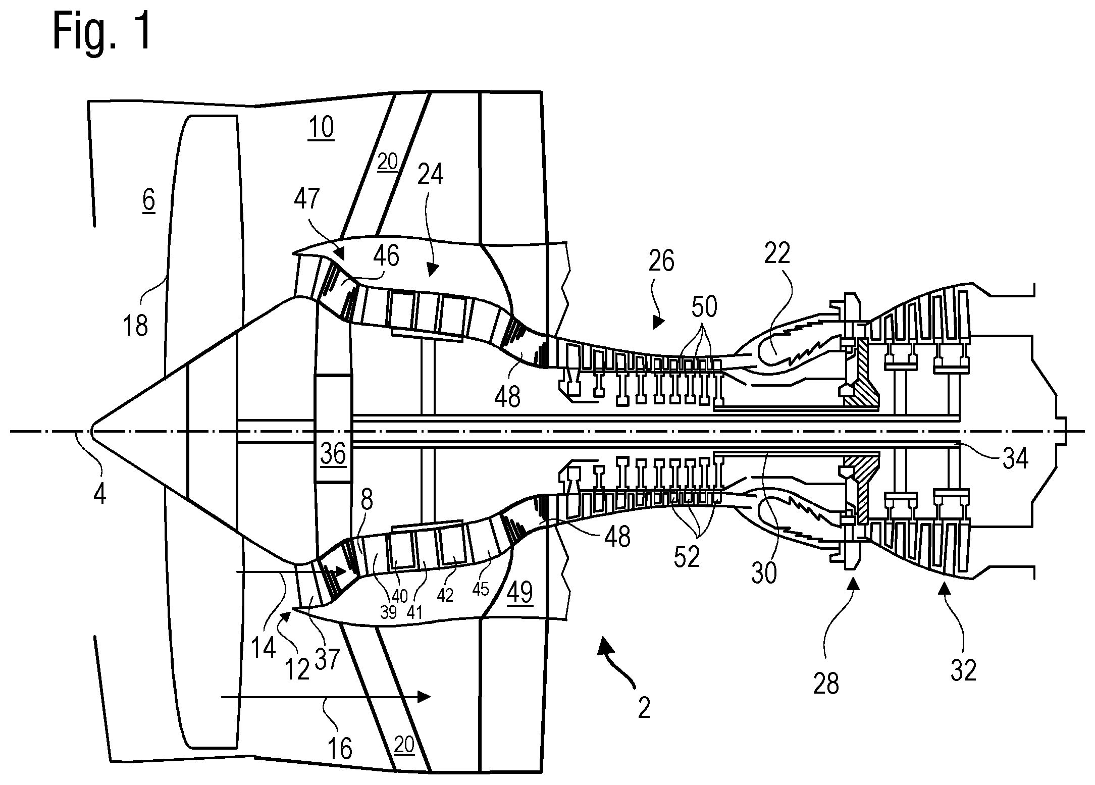 Patent US11781562 Figure 1 – Transonic turbomachine compressor