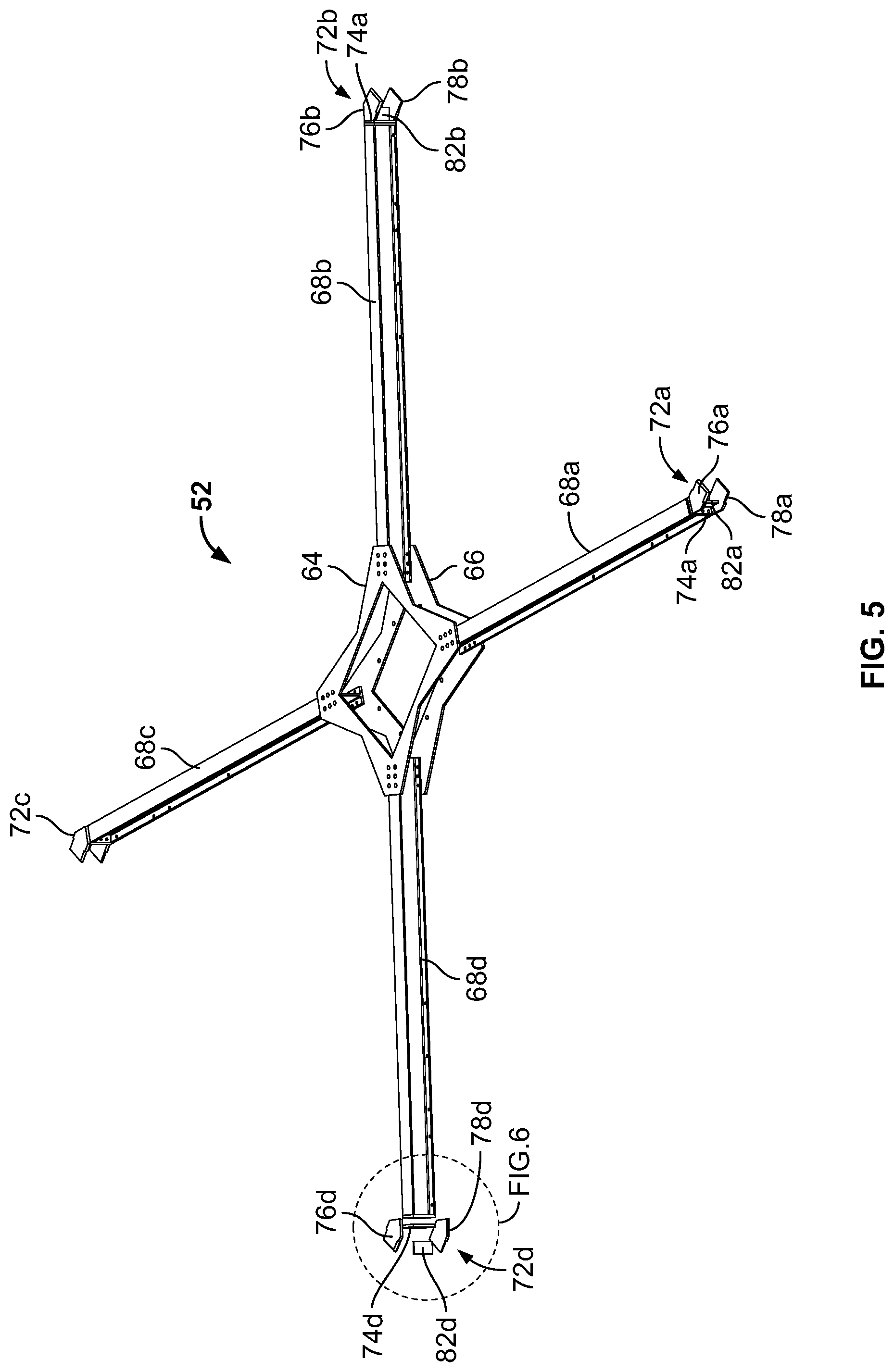 Patent US11781563 Figure 5 – Air-cooled heat exchanger with X-brace drive