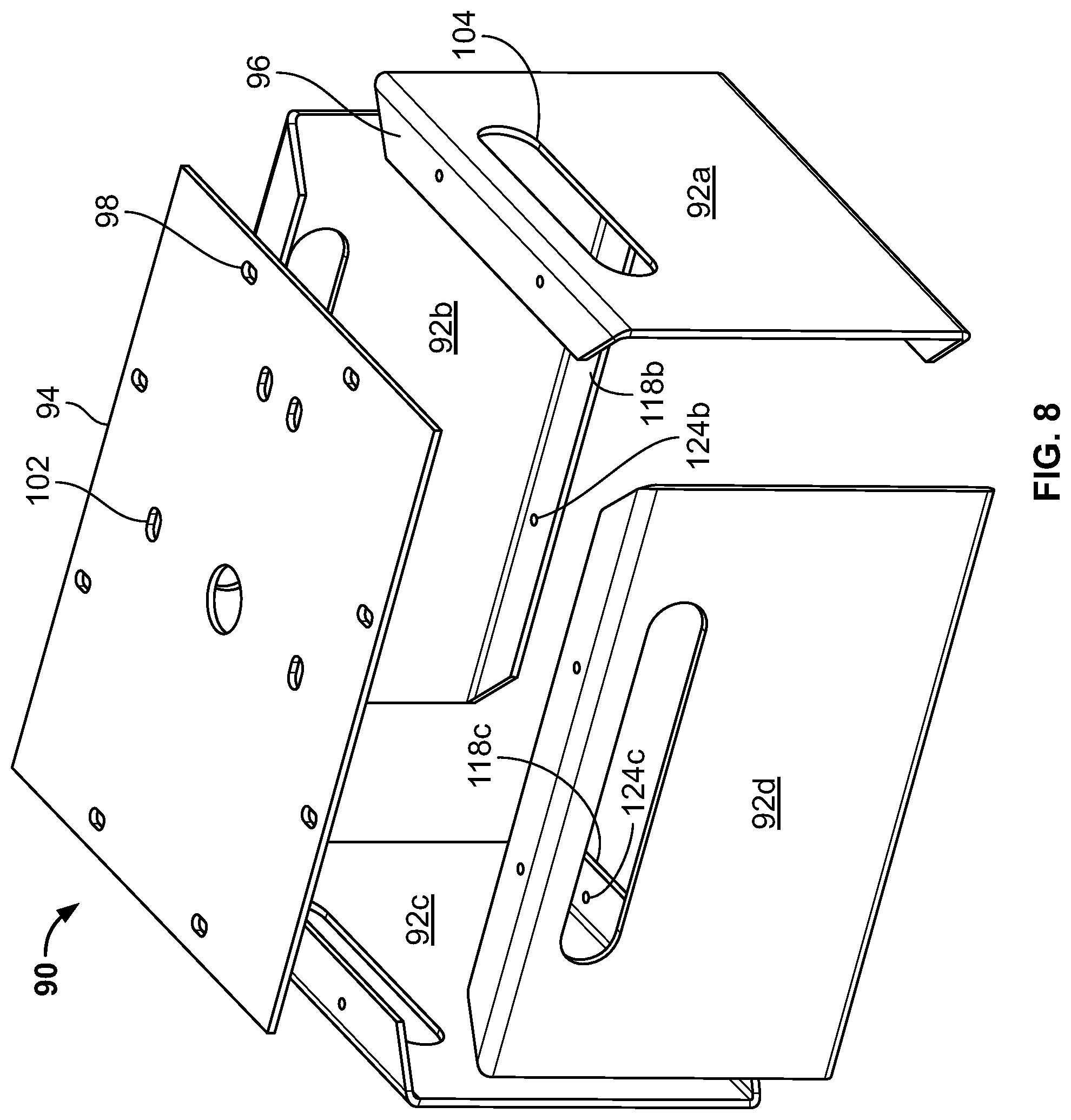 Patent US11781563 Figure 8 – Air-cooled heat exchanger with X-brace drive