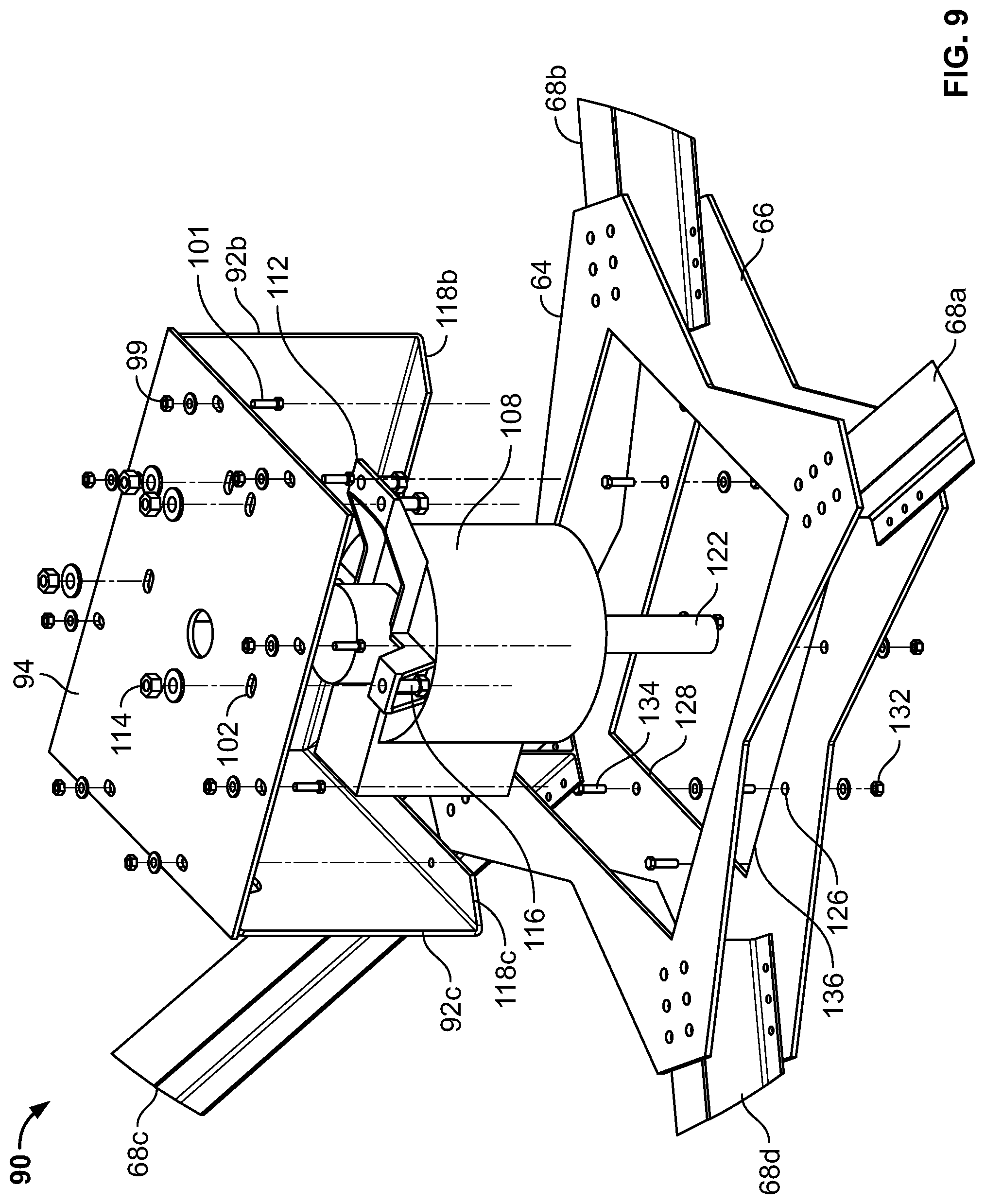 Patent US11781563 Figure 9 – Air-cooled heat exchanger with X-brace drive