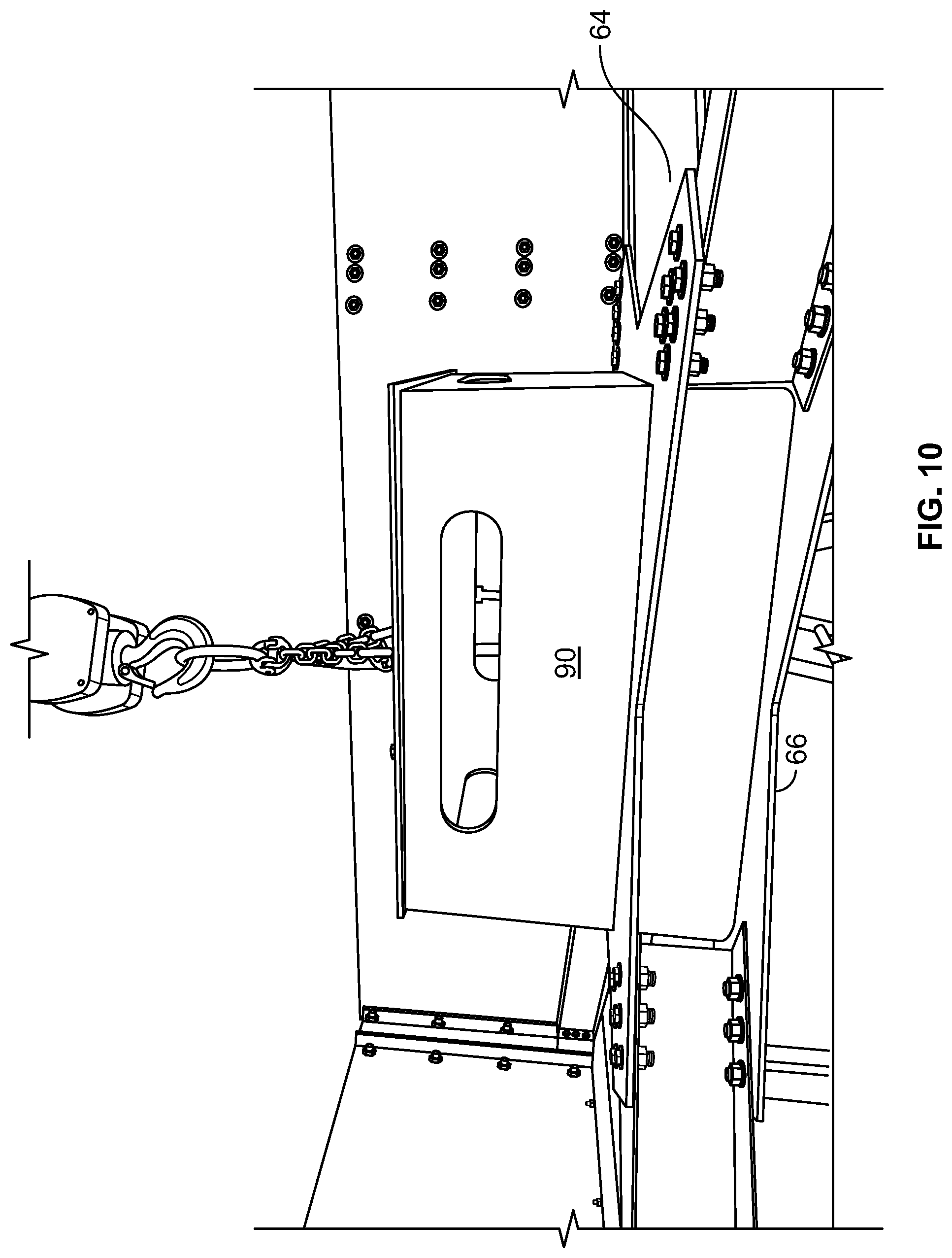 Patent US11781563 Figure 10 – Air-cooled heat exchanger with X-brace drive