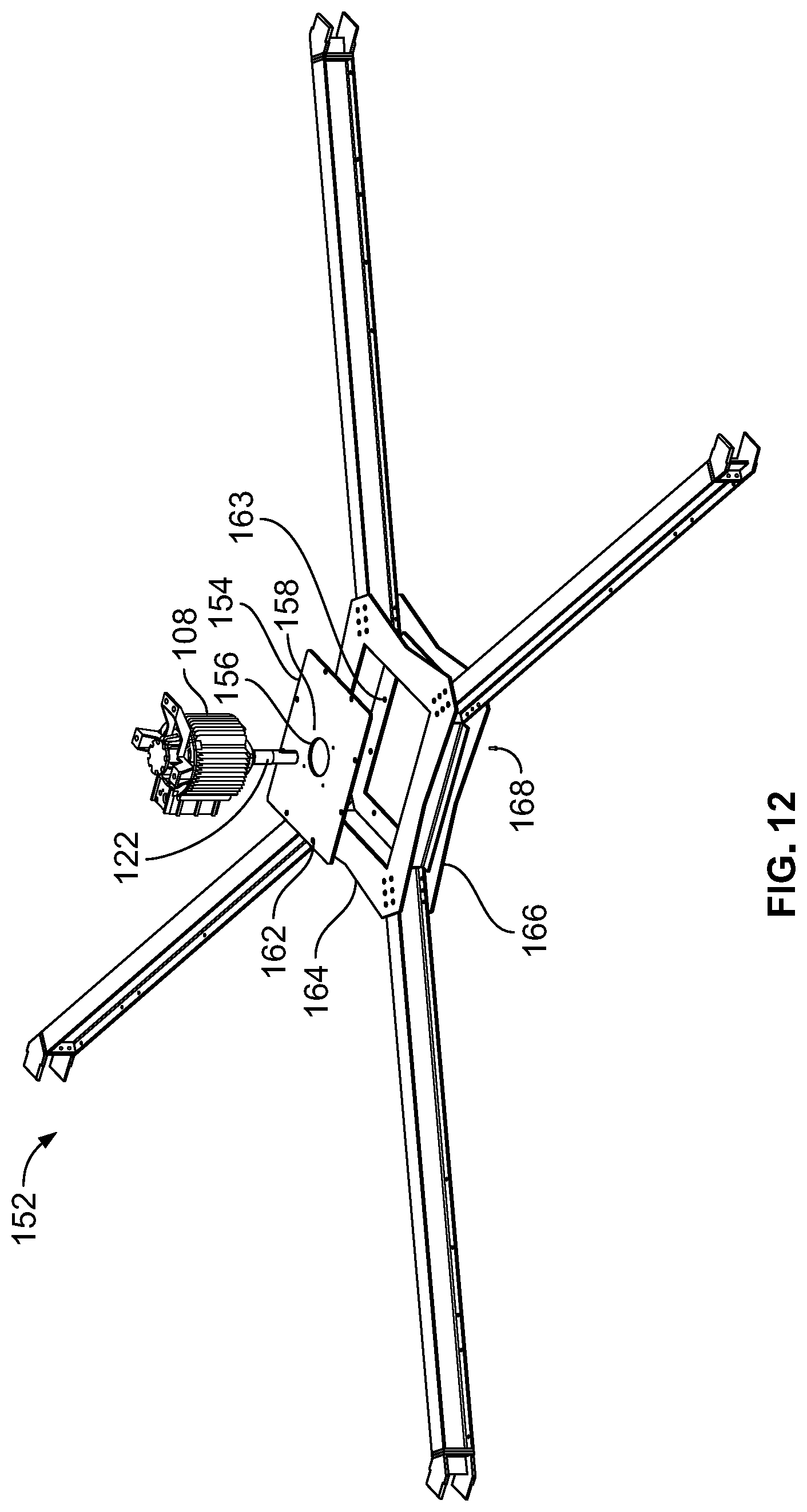 Patent US11781563 Figure 12 – Air-cooled heat exchanger with X-brace drive