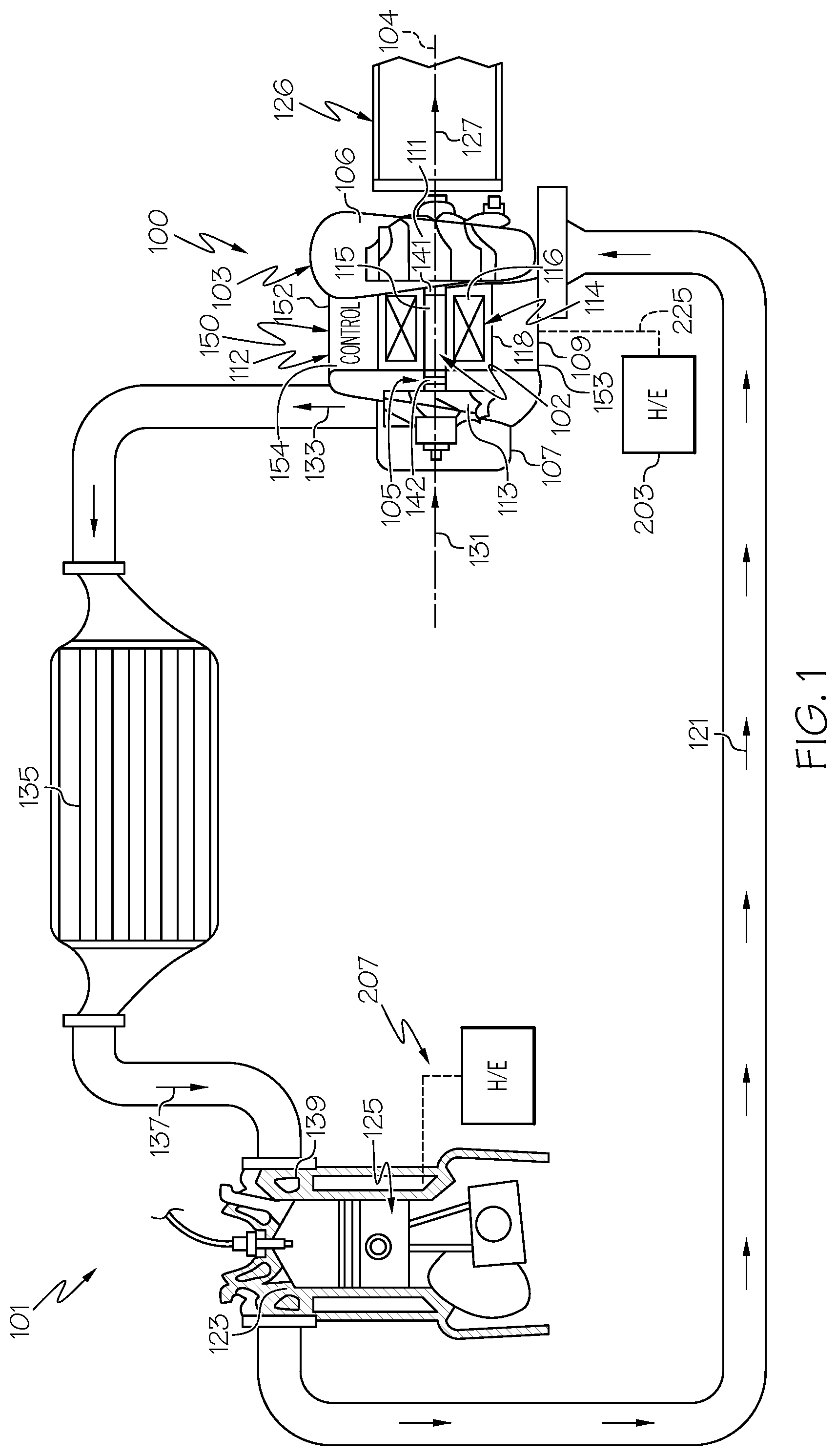 Patent US11781565 Figure 1 – Integrated e-machine controller for turbomachine having fastener arrangement for electronics components