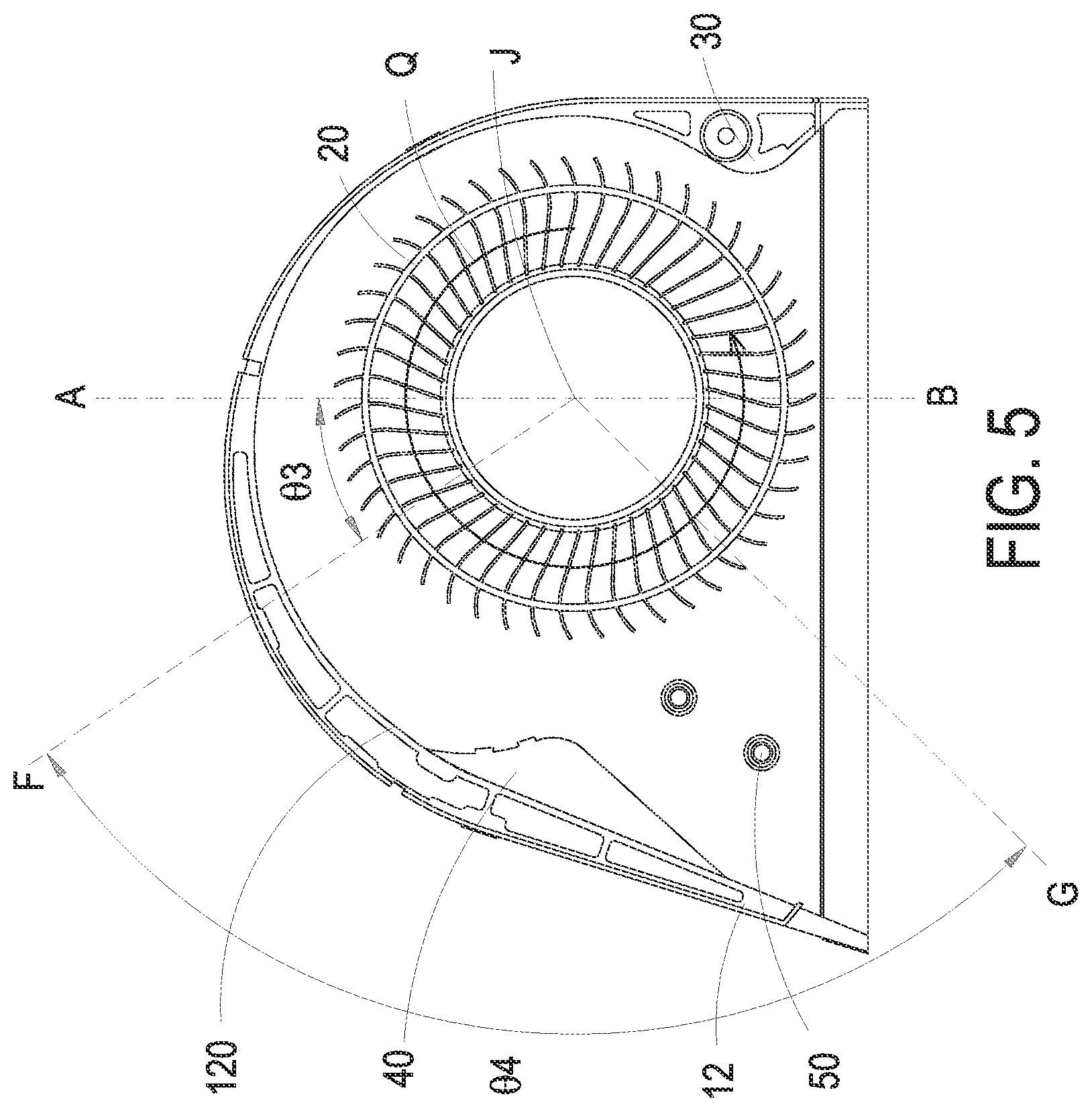 Patent US11781567 Figure 5 – Centrifugal fan