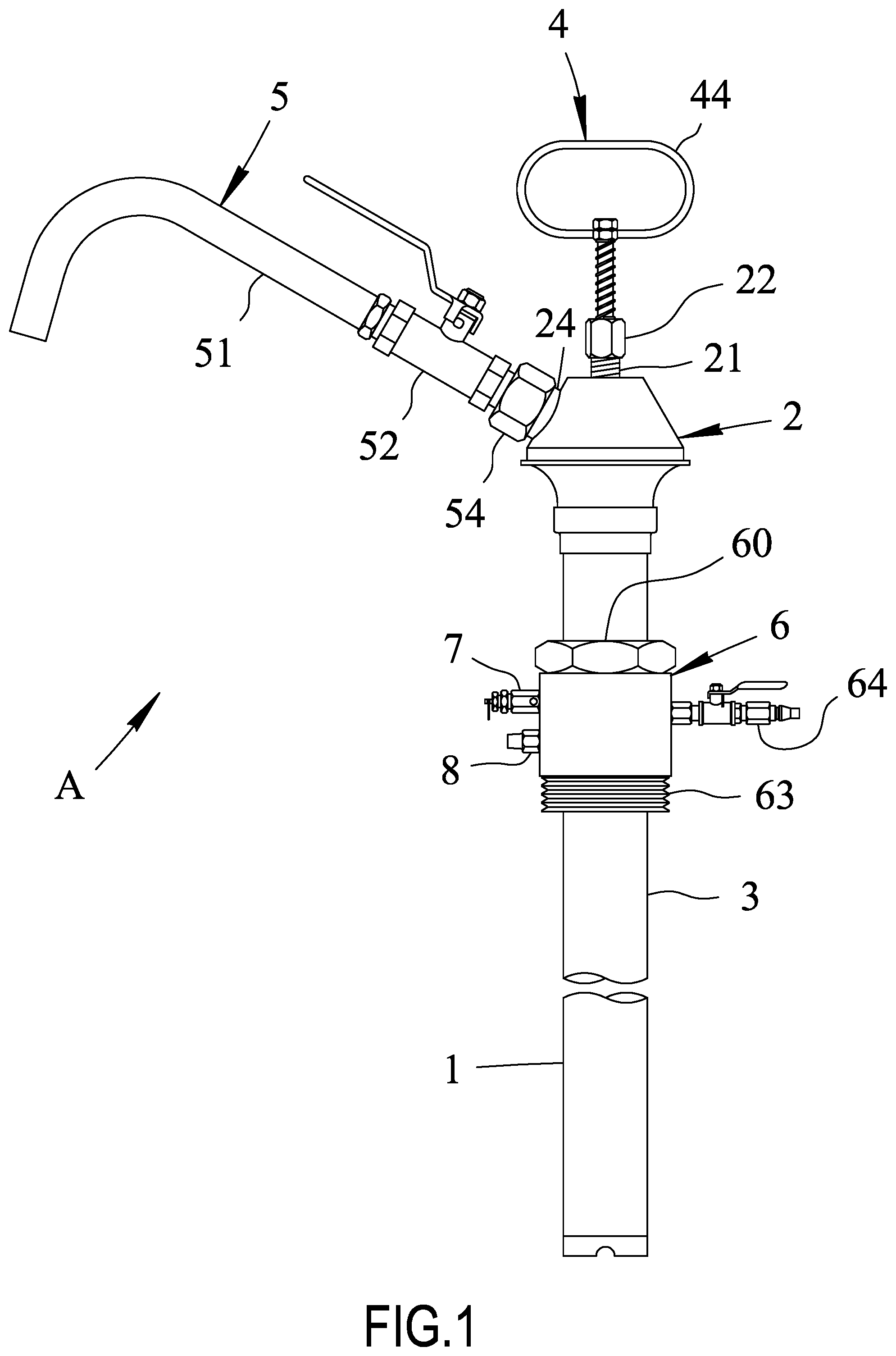 Patent US11781568 — Pump operated by hand or pressurized air — Figure 1