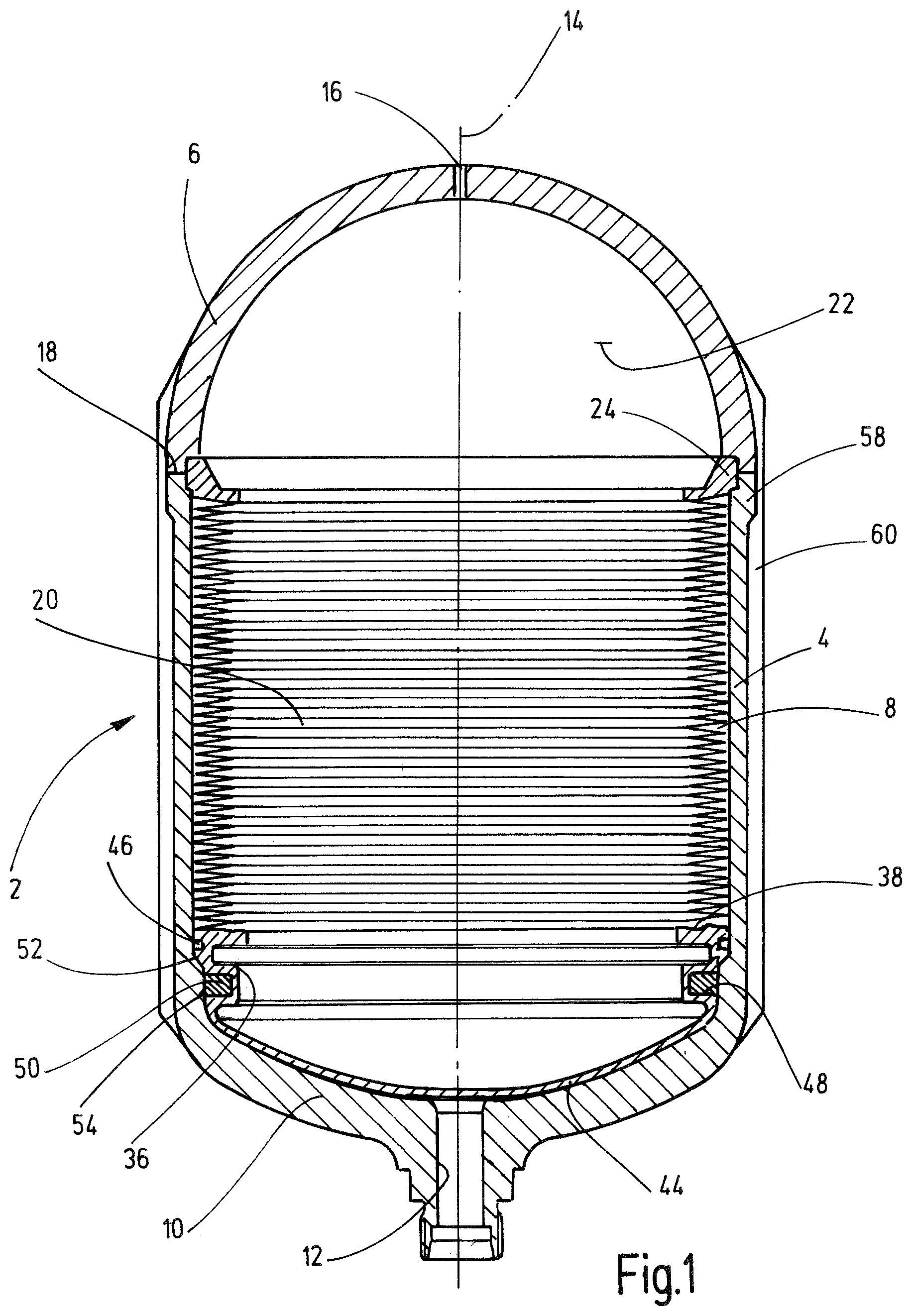 Patent US11781569 Figure 1 – Bellows accumulator