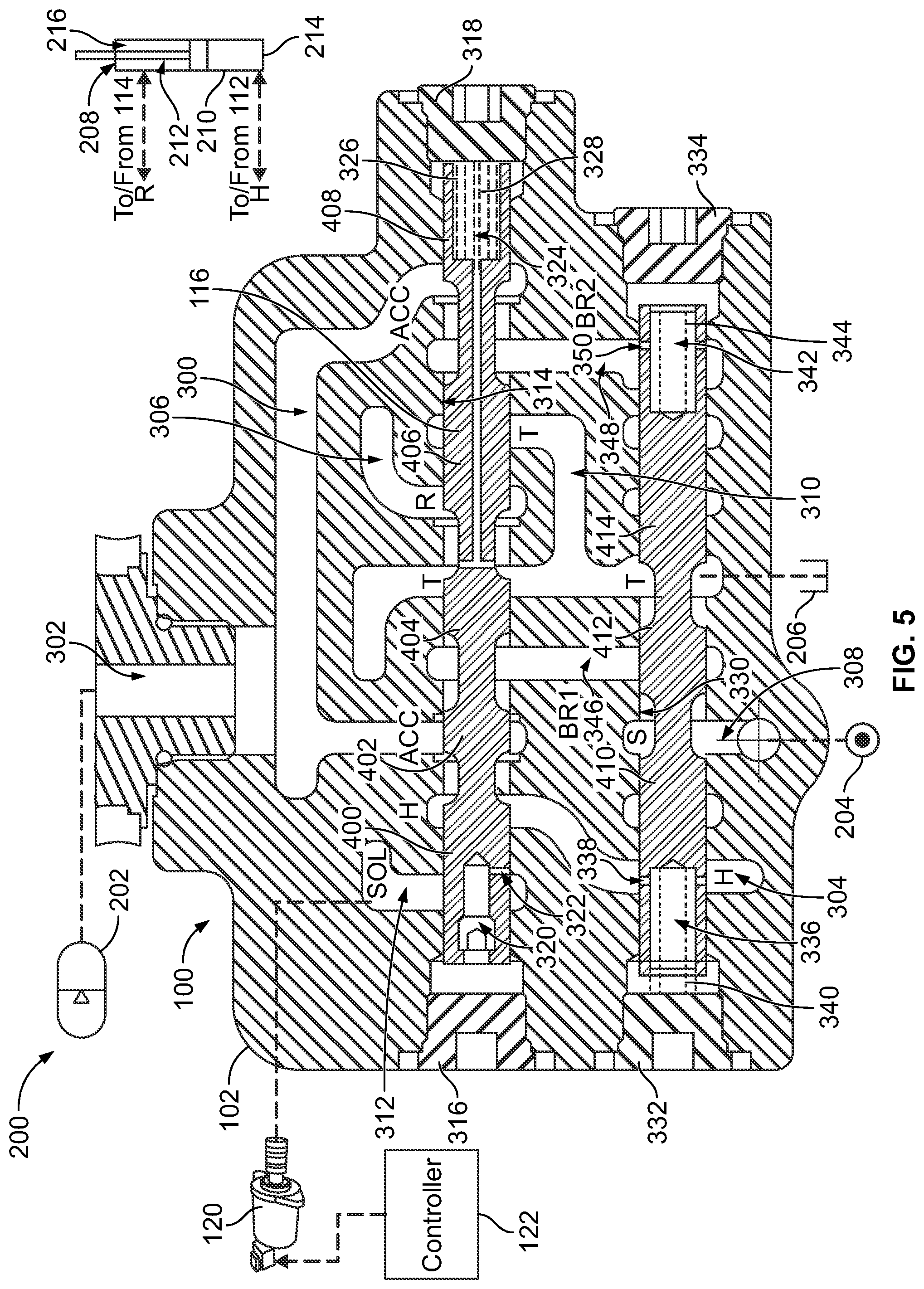 Patent US11781573 Figure 4 – System, valve assembly, and methods for oscillation control of a hydraulic machine