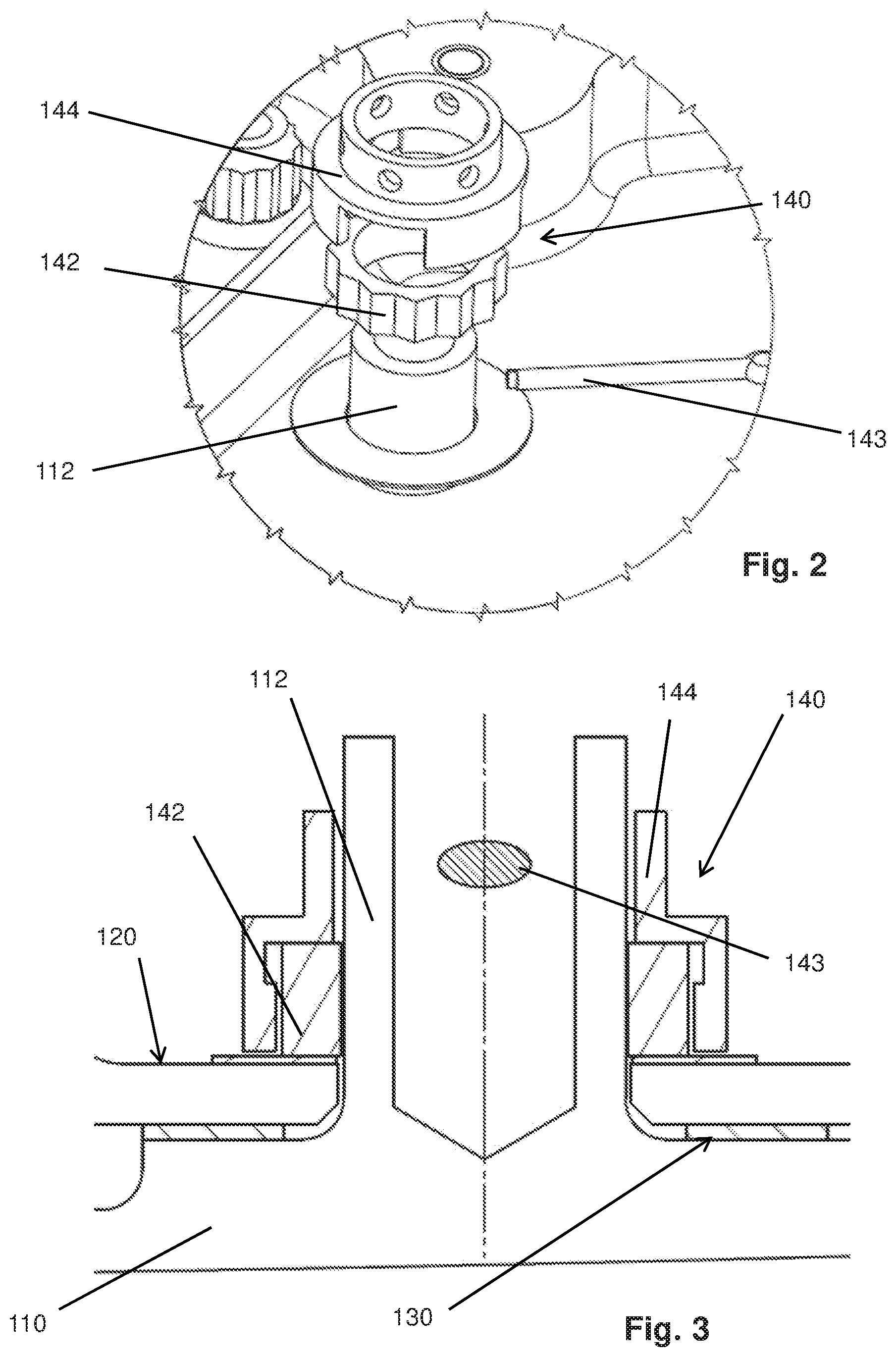 Patent US11781574 Figure 2 – Probe fastening system and aircraft