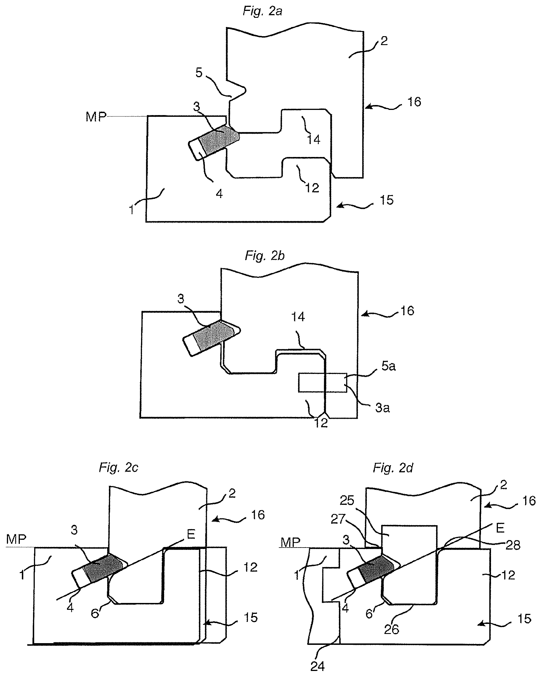 Patent US11781577 Figure 2 – Mechanical locking system for building panels