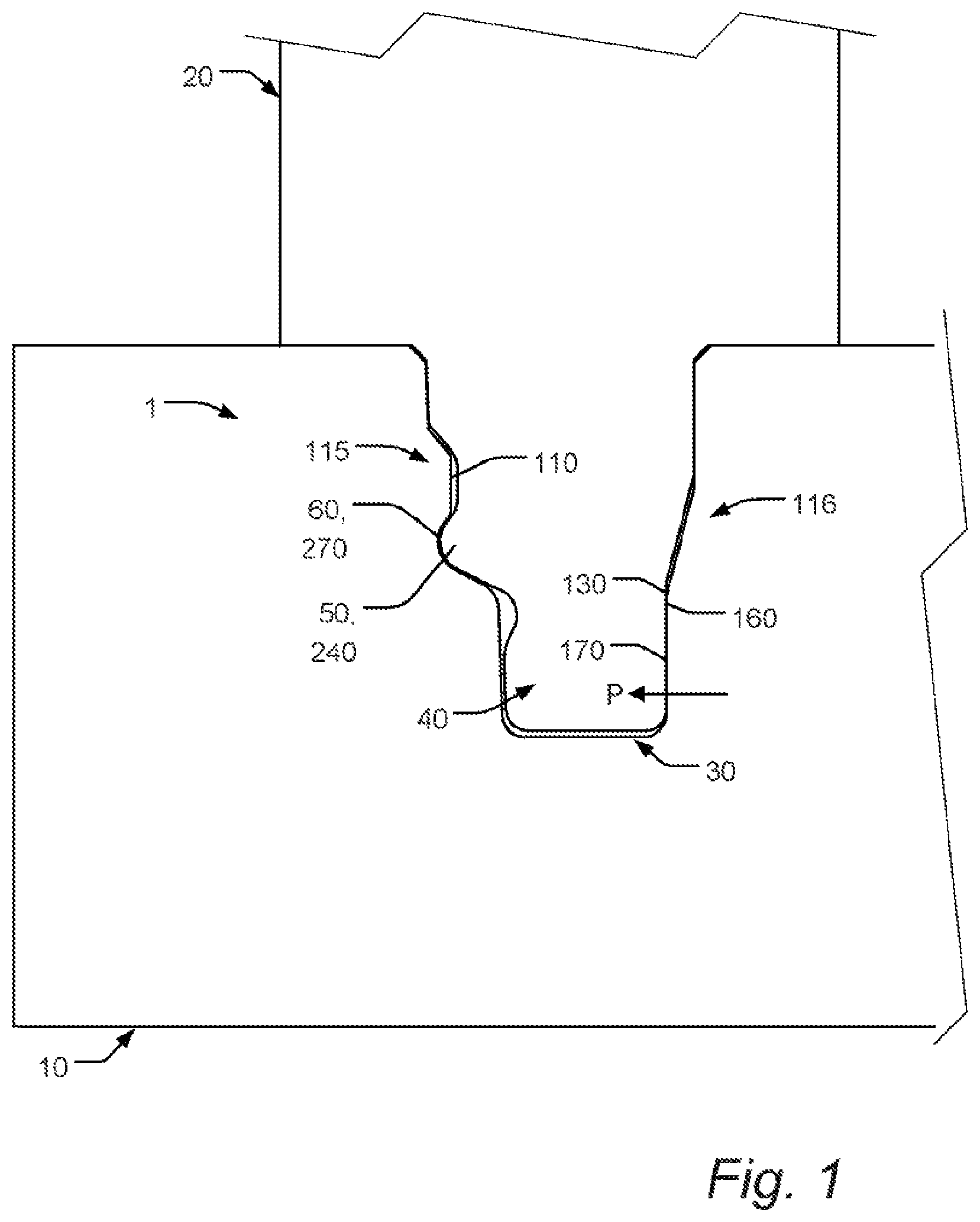 Patent US11781578 Figure 1 – Joining system for furniture parts