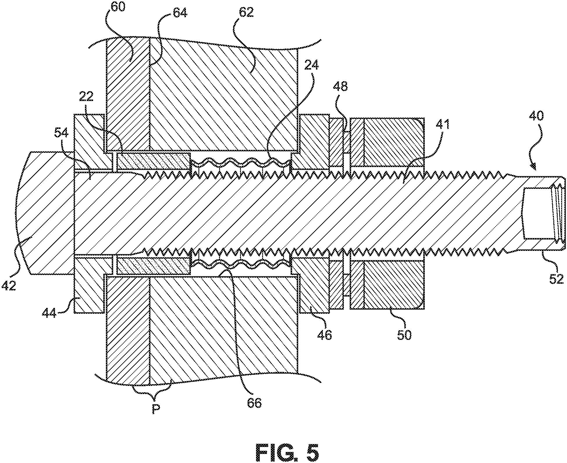 Patent US11781579 Figure 2 – Blind bolt with collapsible shear sleeve assembly