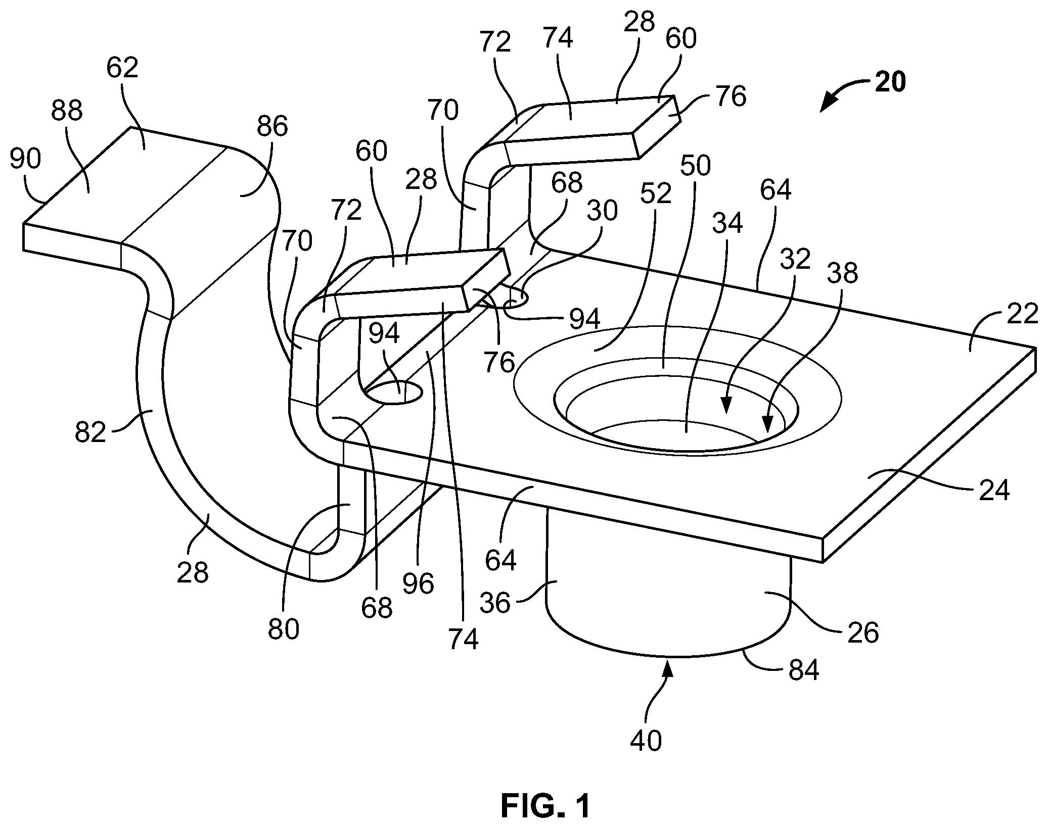Patent US11781584 Figure 1 – Single side access sheet metal nut