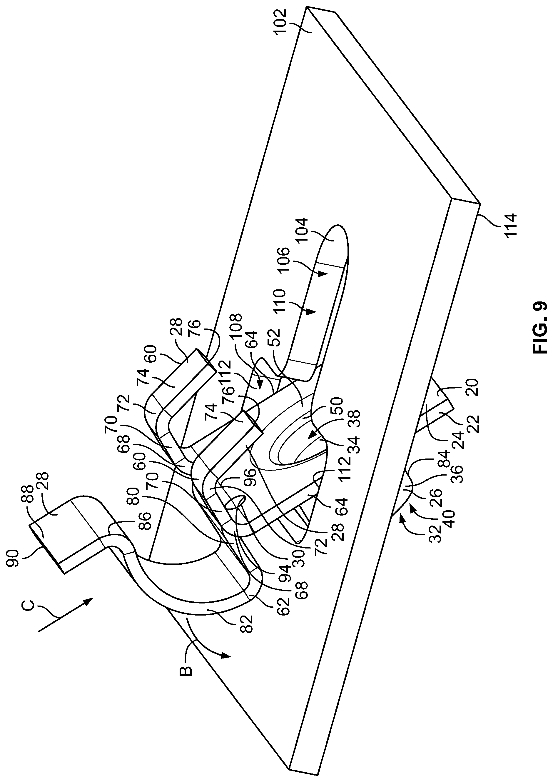 Patent US11781584 Figure 8 – Single side access sheet metal nut