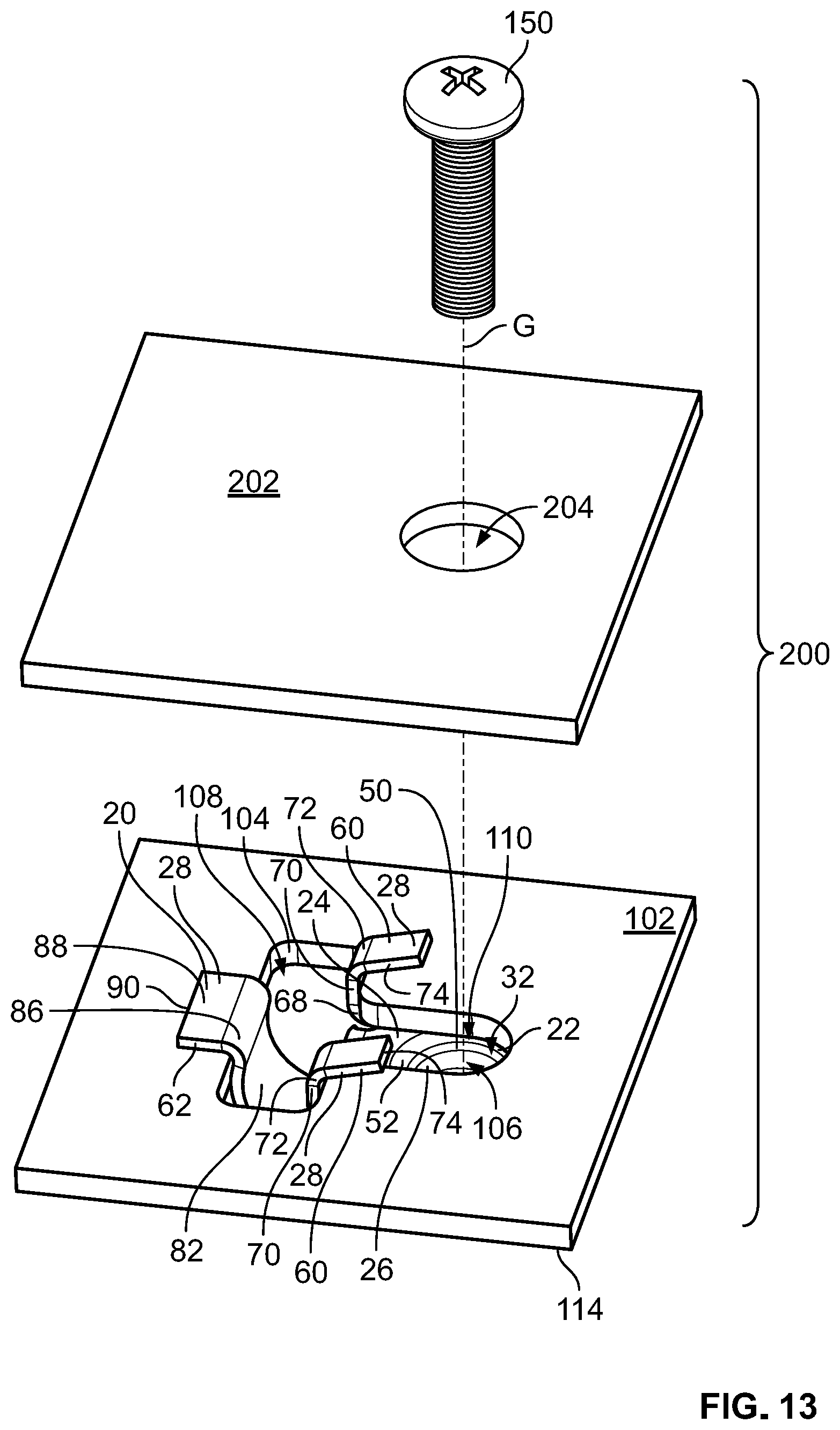 Patent US11781584 Figure 12 – Single side access sheet metal nut