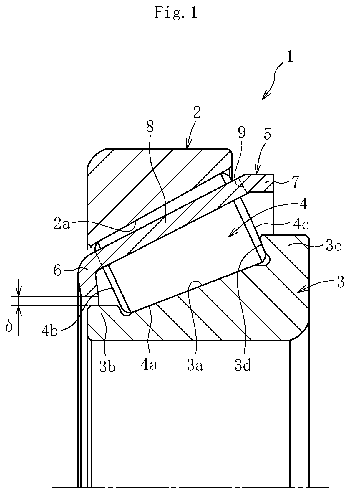 Patent US11781589 Figure 1 – Tapered roller bearing