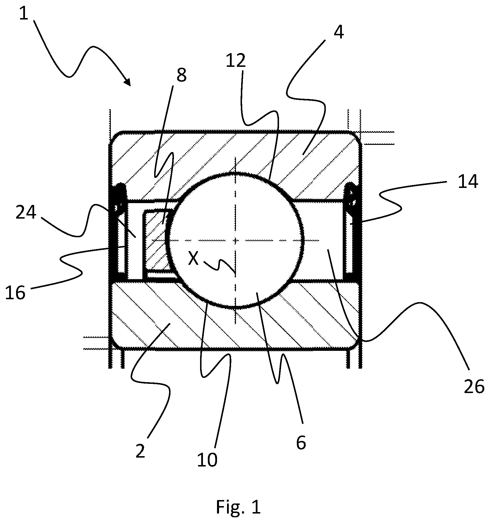 Patent US11781595 Figure 1 – Deep groove ball bearing