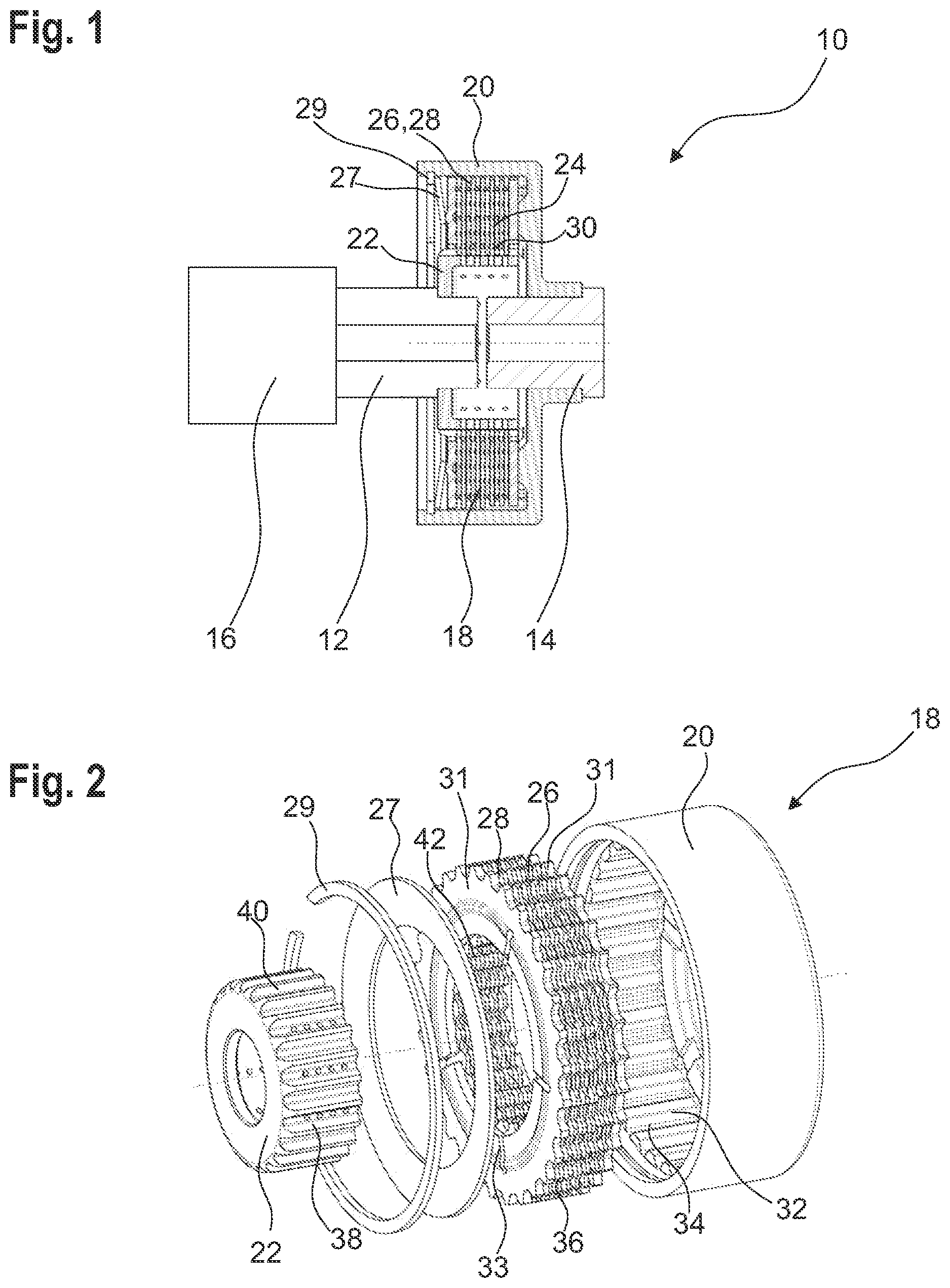 Patent US11781602 Figure 1 – Multi-plate clutch, electrically operated drive train and method for producing a multi-plate clutch