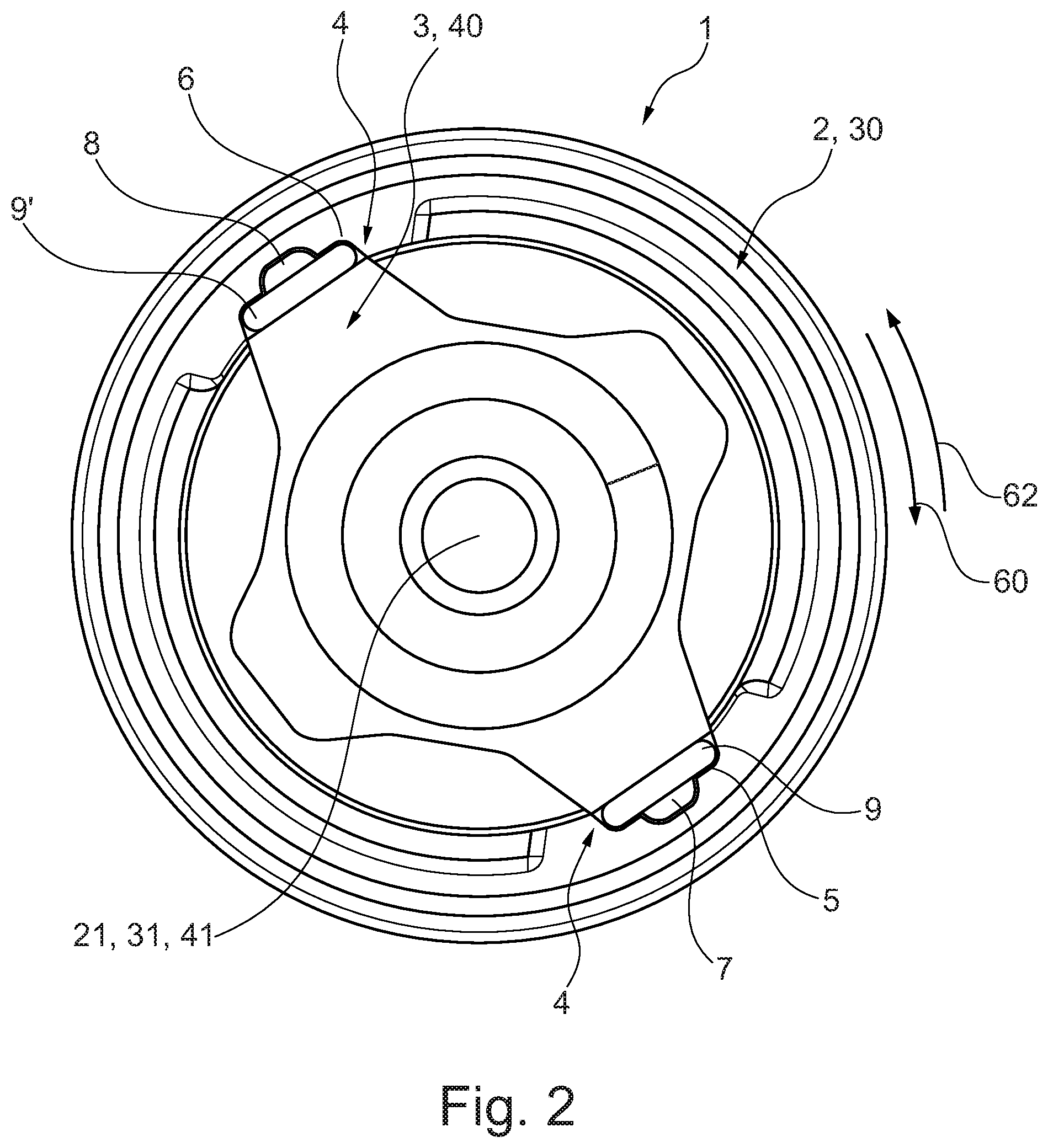 Patent US11781609 Figure 2 – Actuating arrangement for a parking brake, gear mechanism element and parking brake system