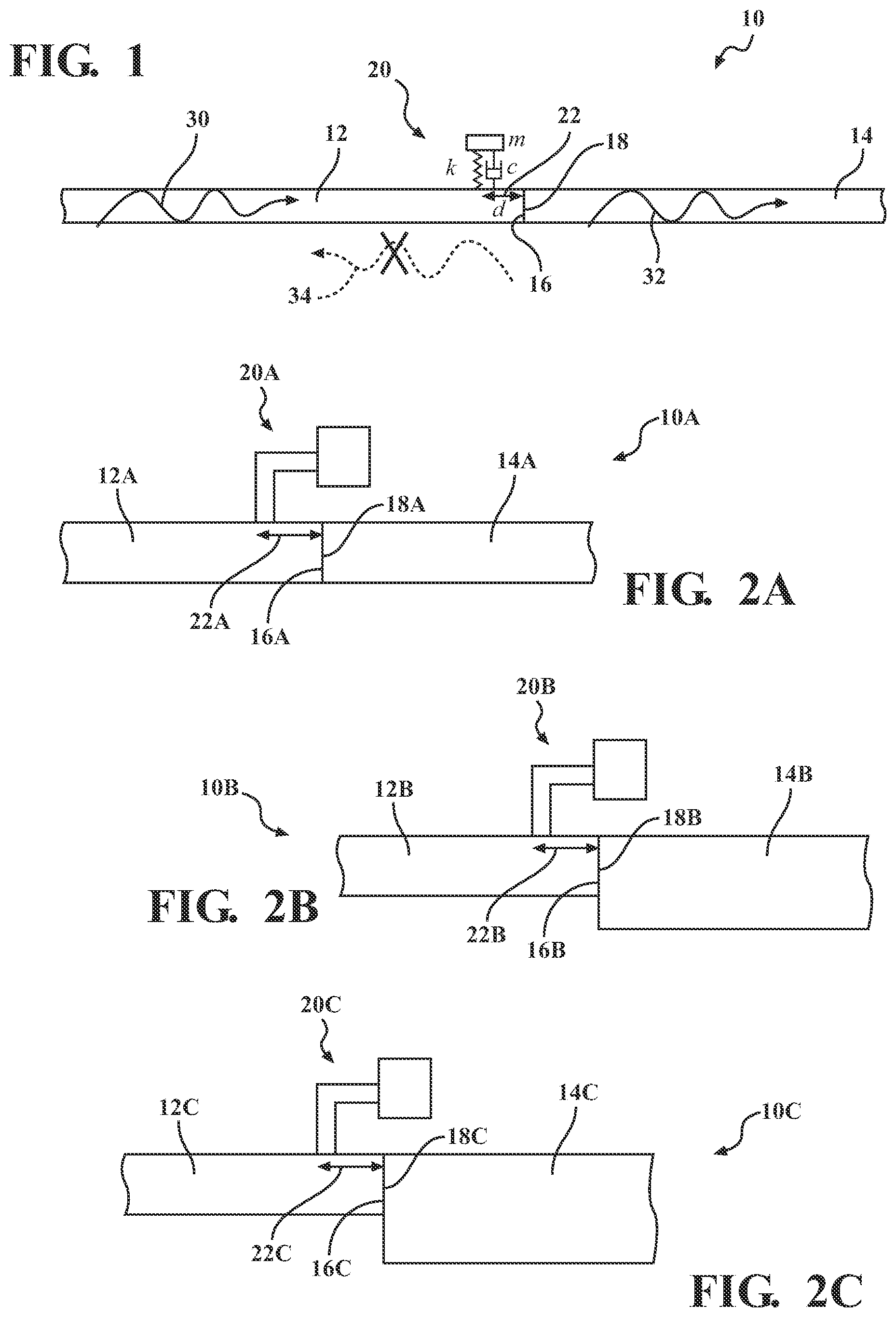 Patent US11781614 Figure 1 – System for transmitting a flexural wave from one structure to another by impedance matching