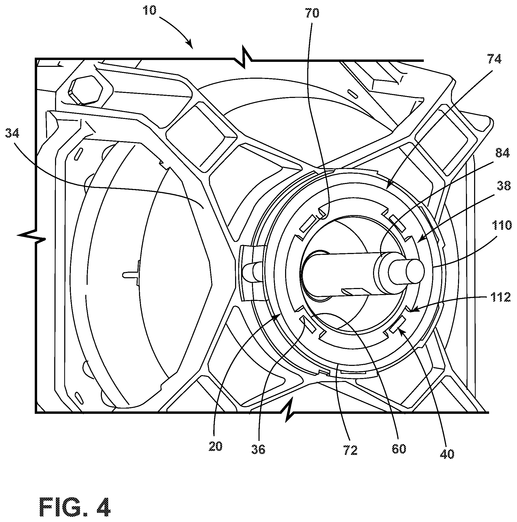 Patent US11781616 Figure 4 – Vibration isolator for an appliance motor having internal silencing voids