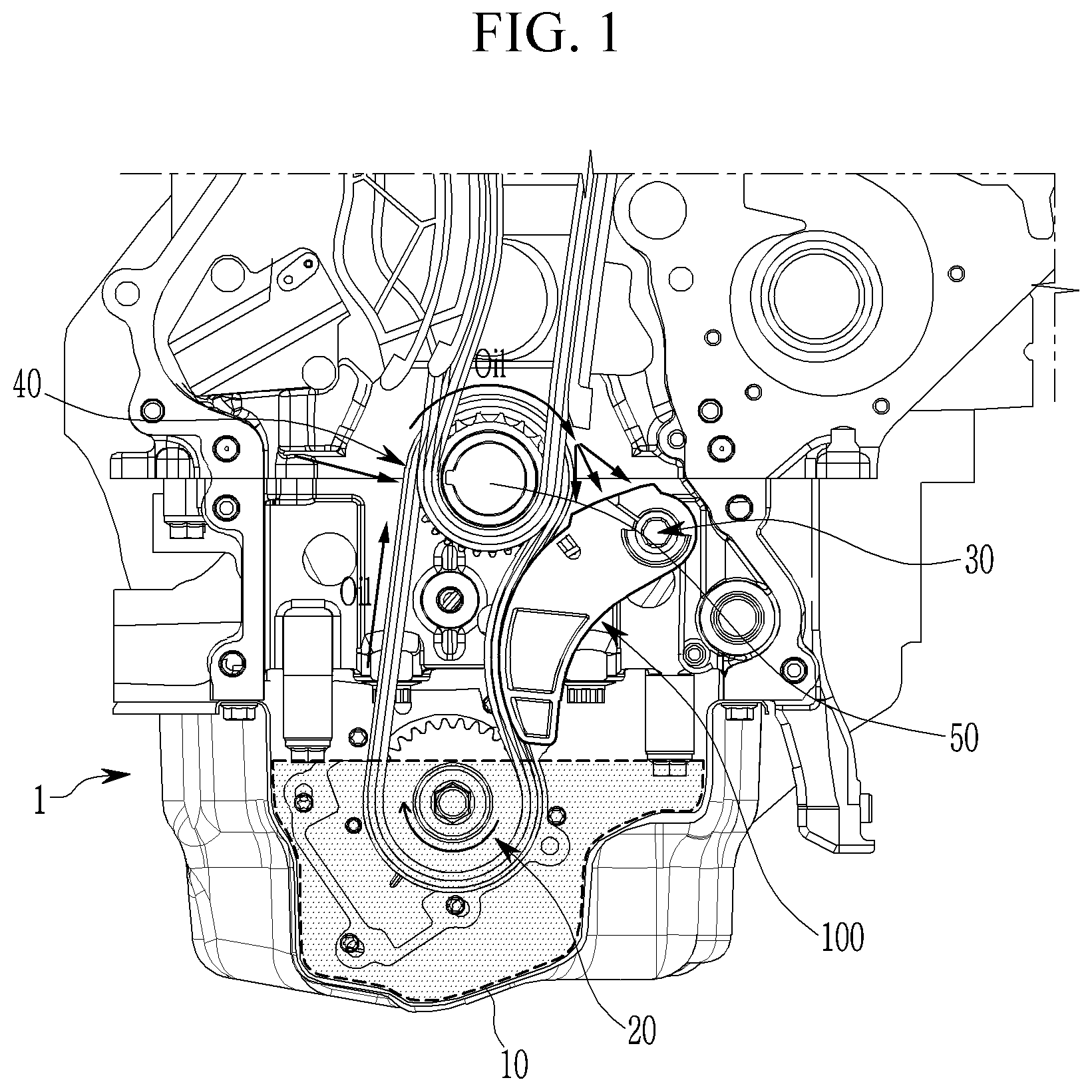 Patent US11781622 Figure 1 – Mechanical chain tensioner