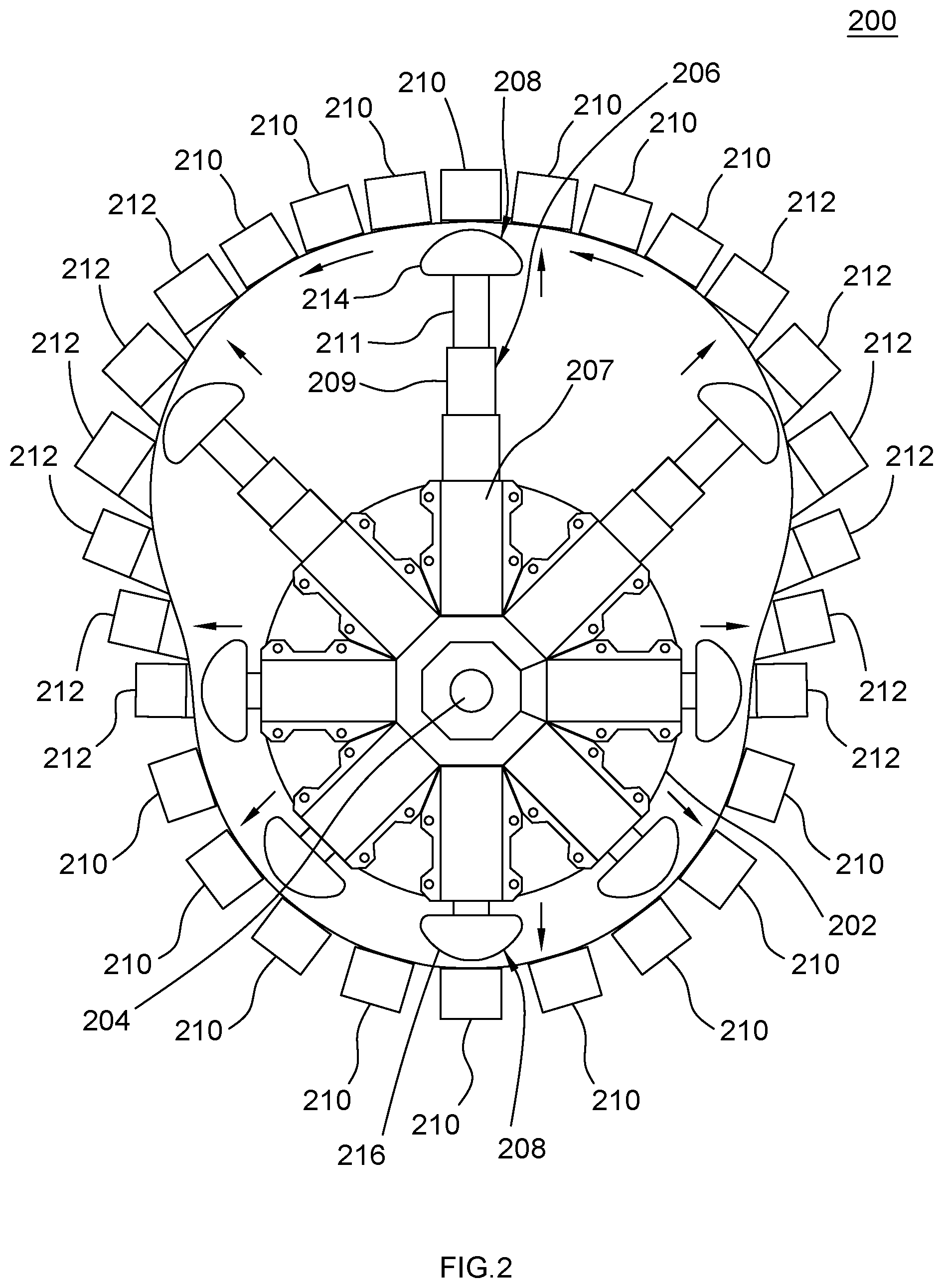 Patent US11781623 Figure 2 – Apparatus for creating centripetal force differential
