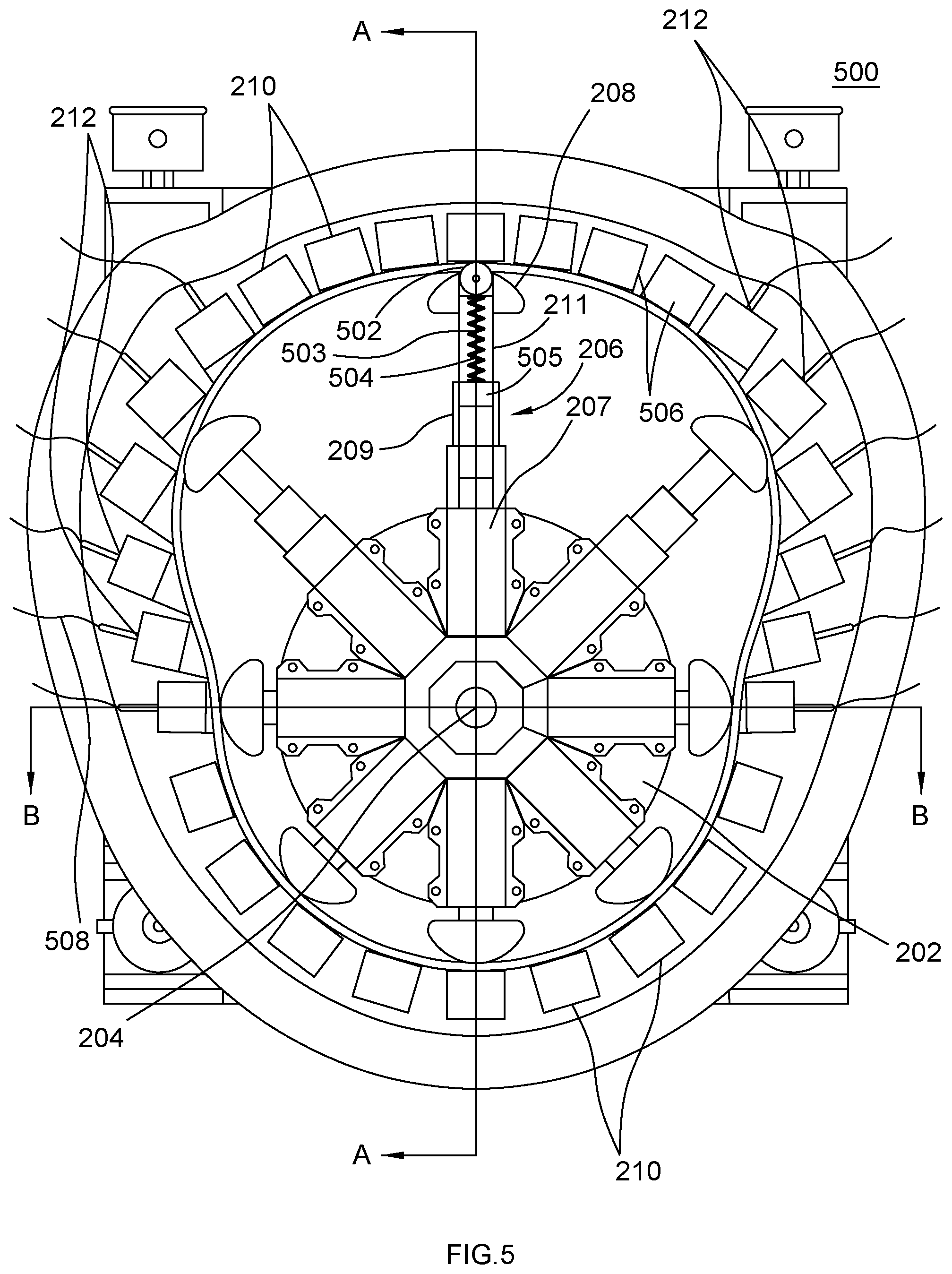 Patent US11781623 Figure 5 – Apparatus for creating centripetal force differential