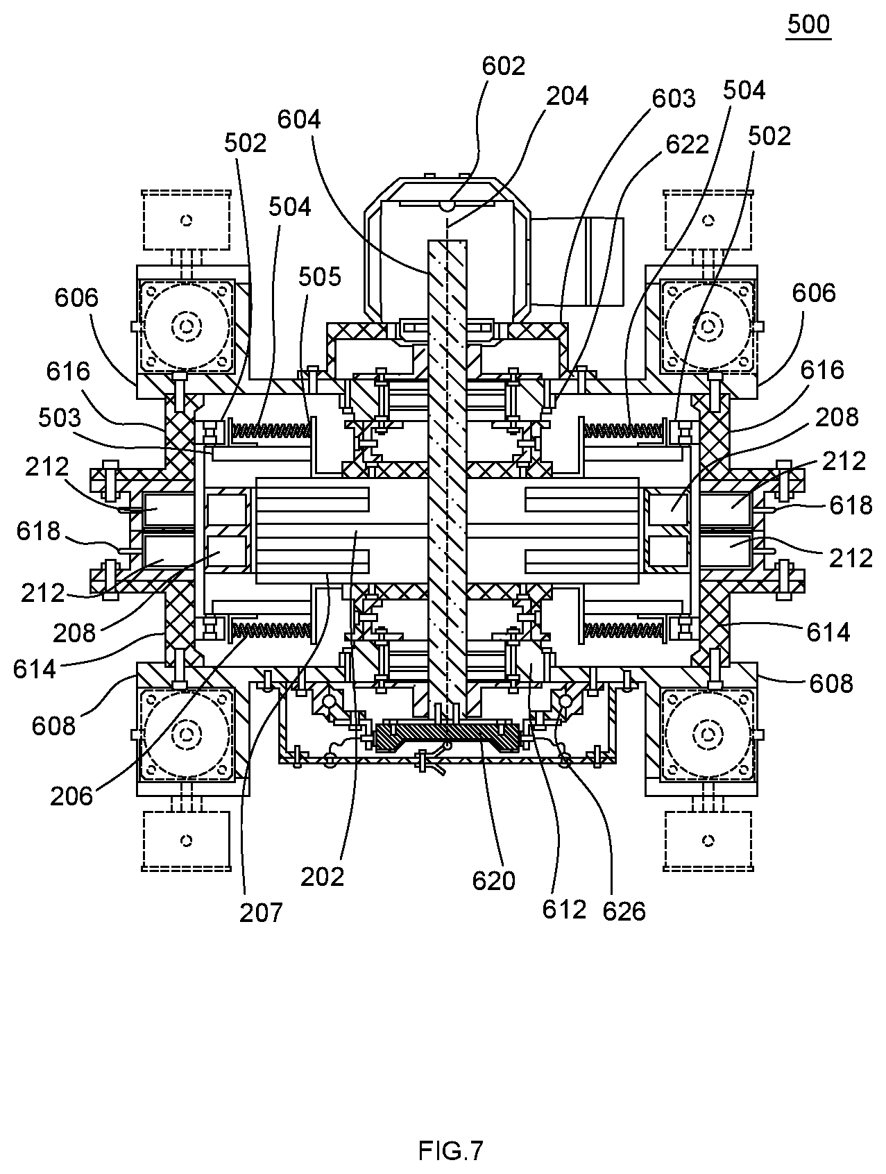 Patent US11781623 Figure 7 – Apparatus for creating centripetal force differential