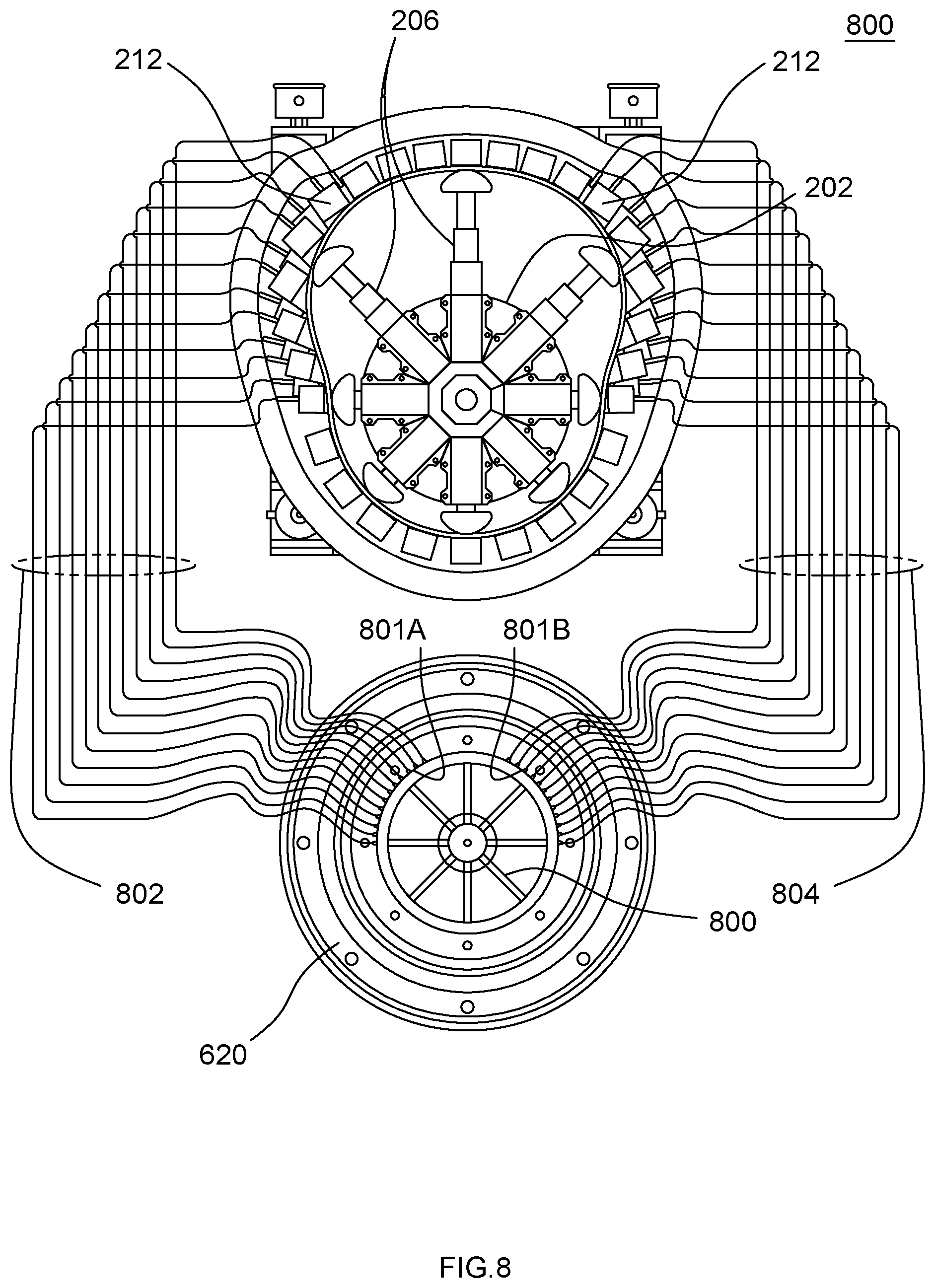 Patent US11781623 Figure 8 – Apparatus for creating centripetal force differential