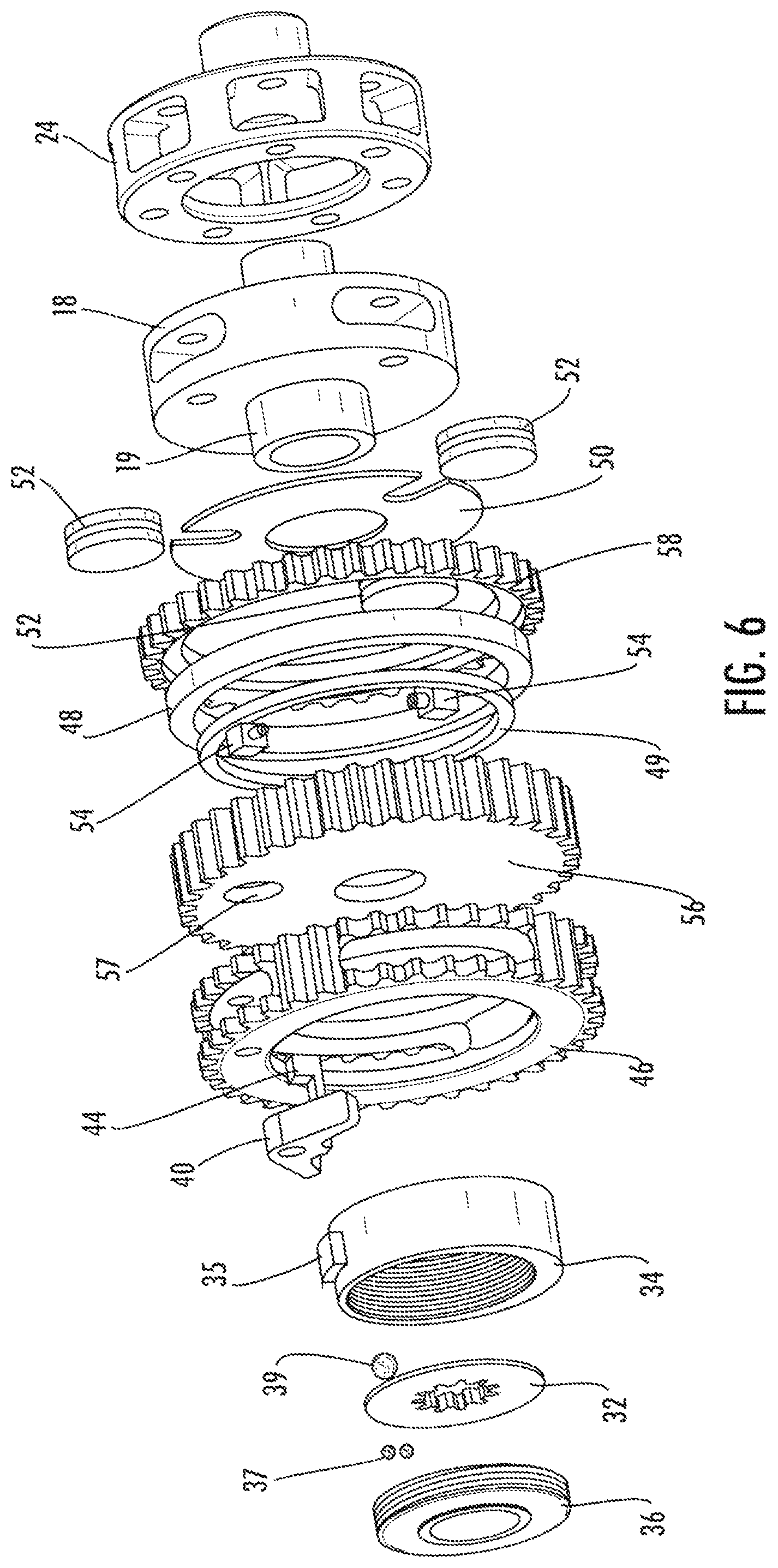 Patent US11781625 Figure 5 – Single-use non-jamming stop module for rotary drive actuator
