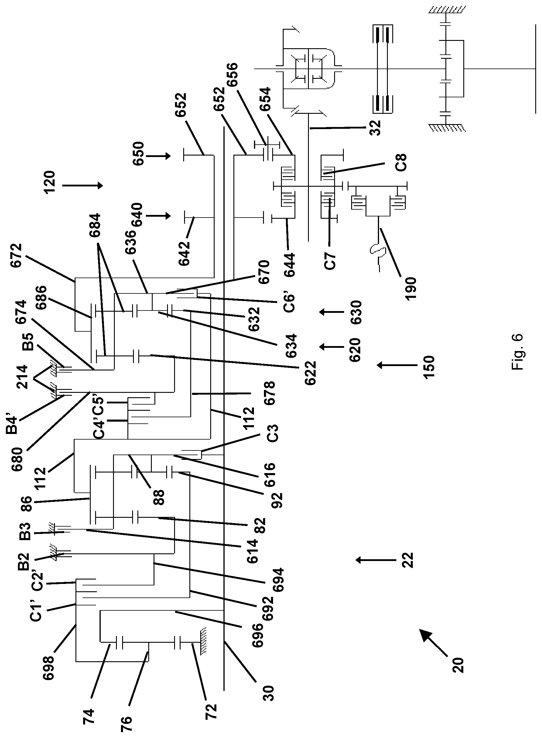 Patent US11781627 Figure 6 – Transmission and agricultural or industrial commercial vehicle