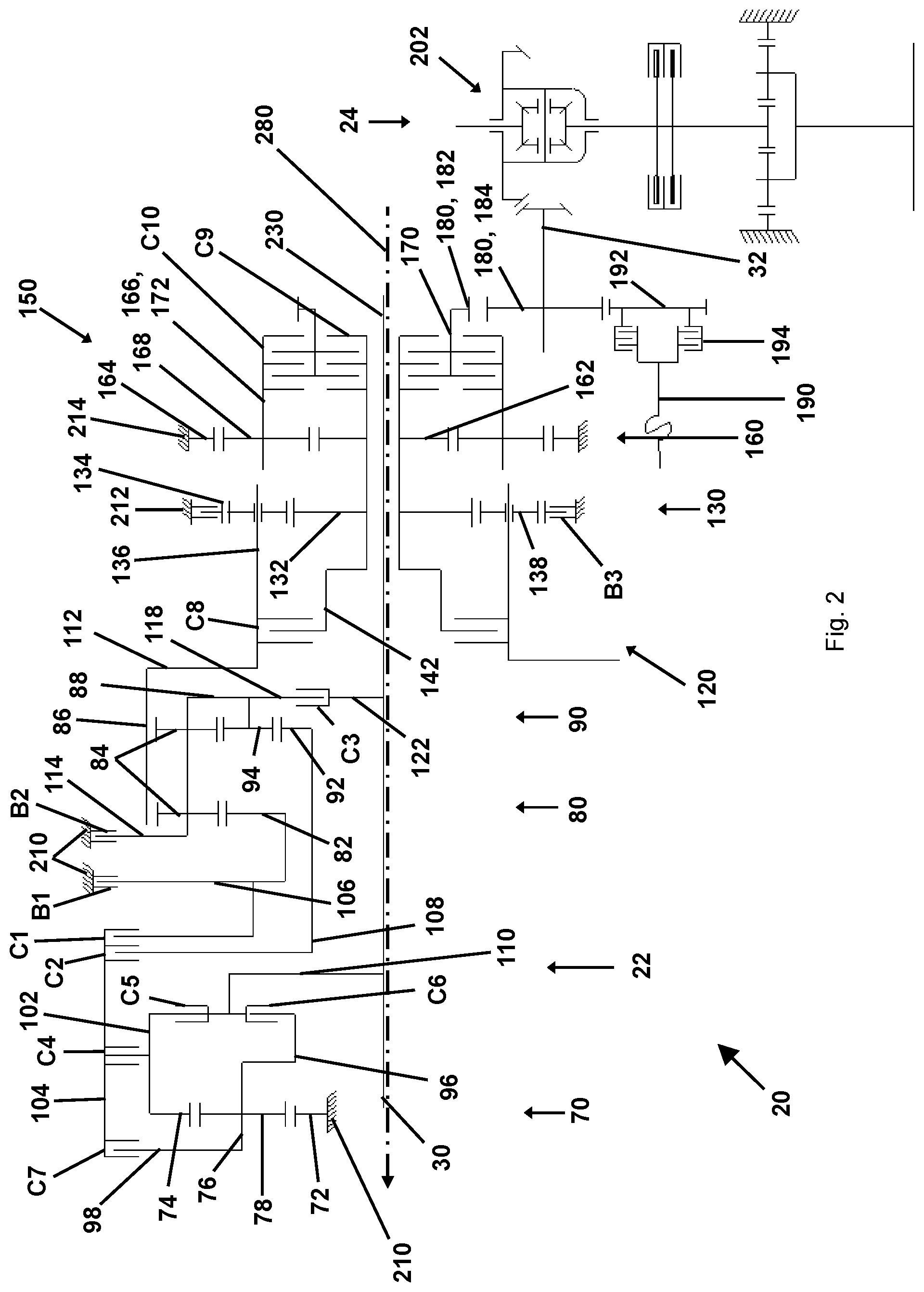 Patent US11781628 Figure 2 – Transmission and agricultural or industrial commercial vehicle