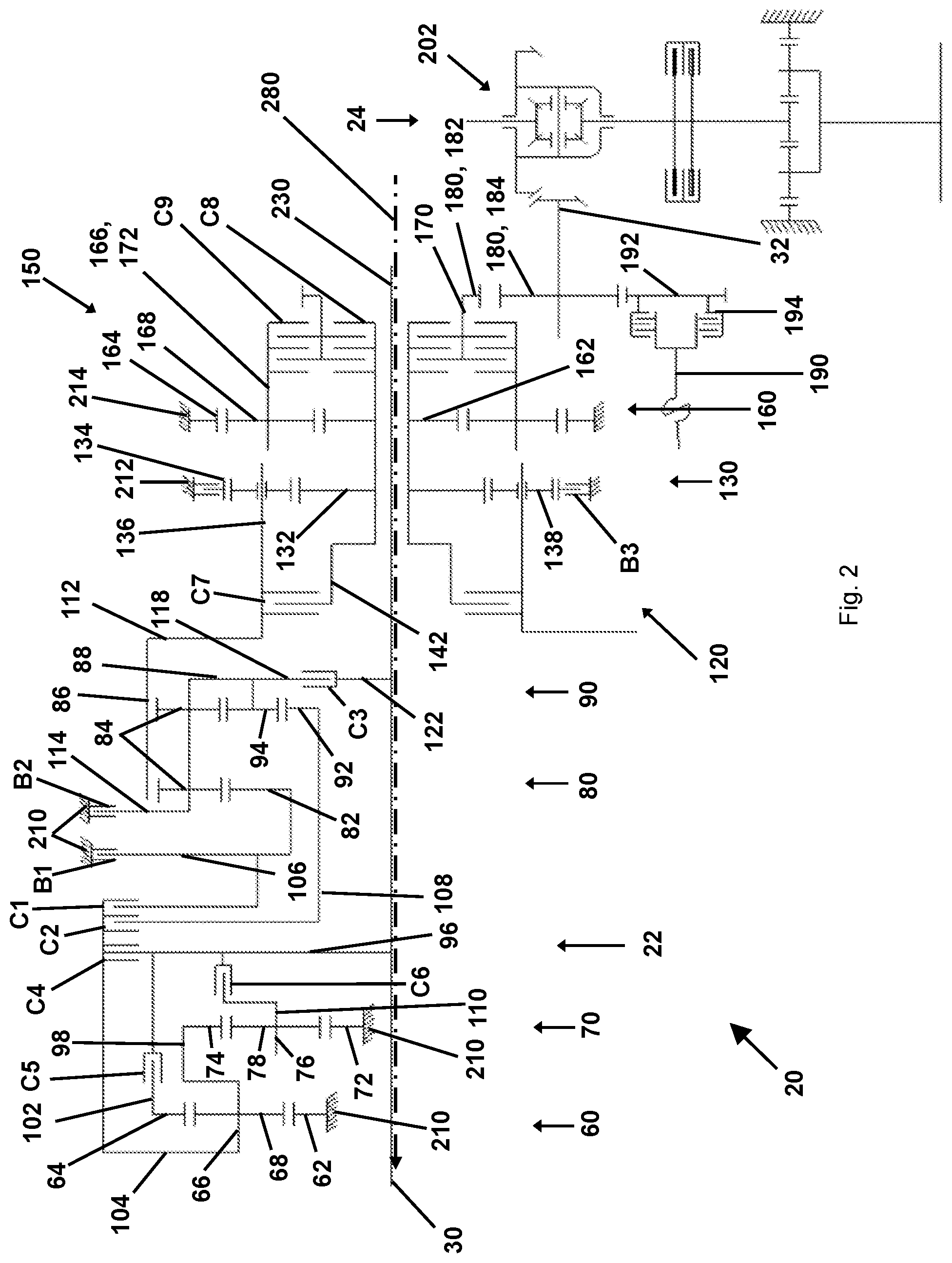 Patent US11781629 Figure 2 – Transmission and agricultural or industrial commercial vehicle