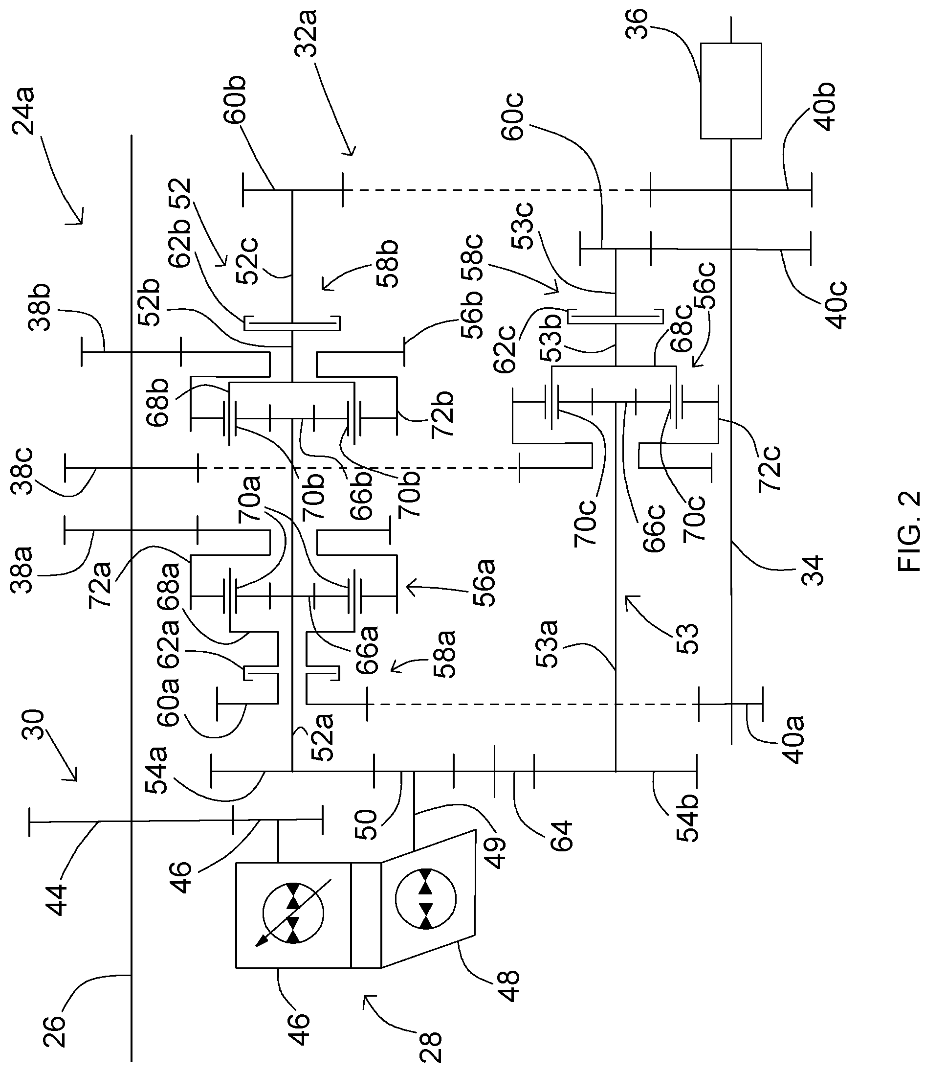 Patent US11781630 Figure 2 – Power split transmission, transmission module and vehicle