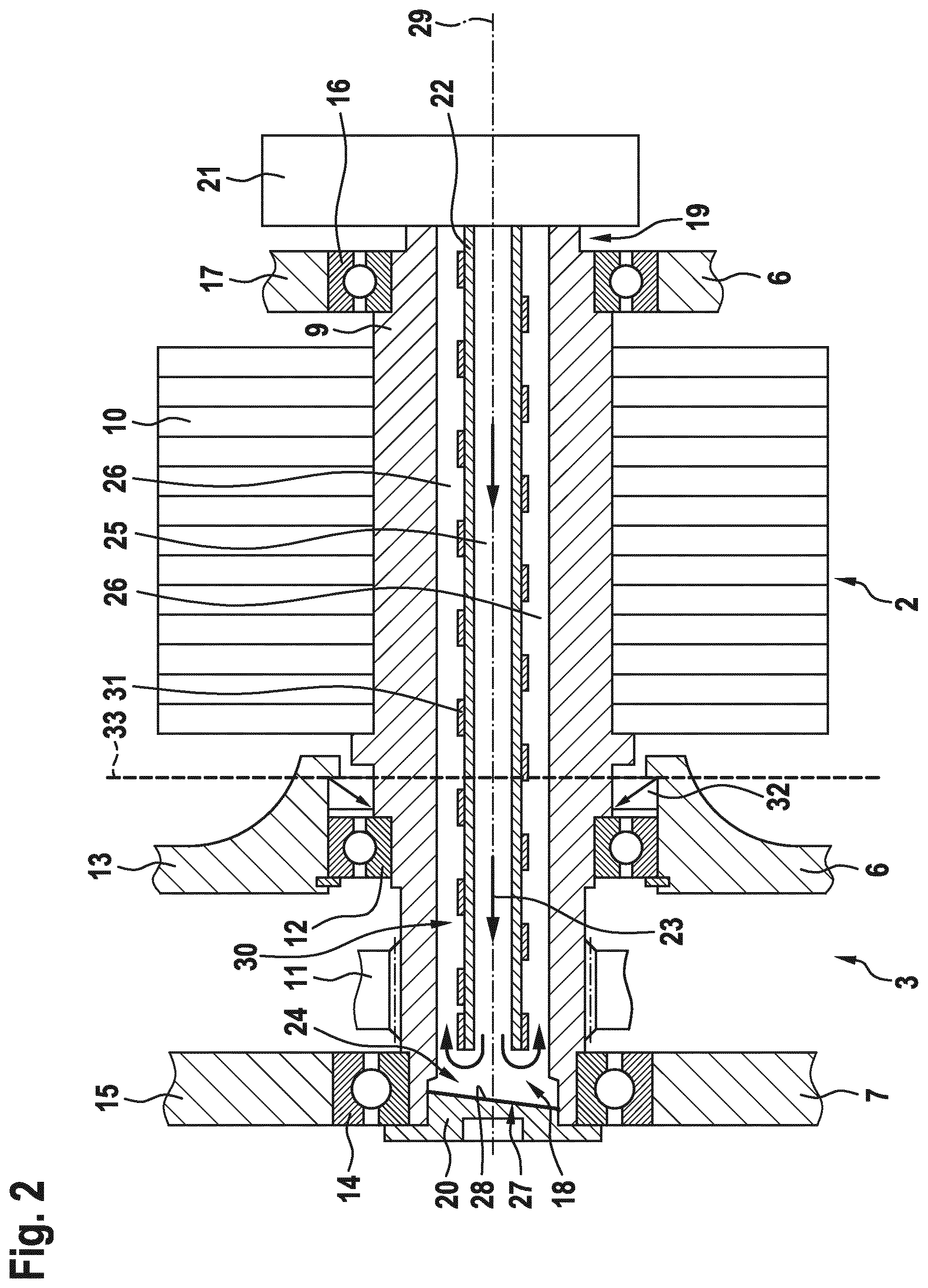 Patent US11781641 Figure 2 – Arrangement comprising an electric machine and a gearbox and vehicle