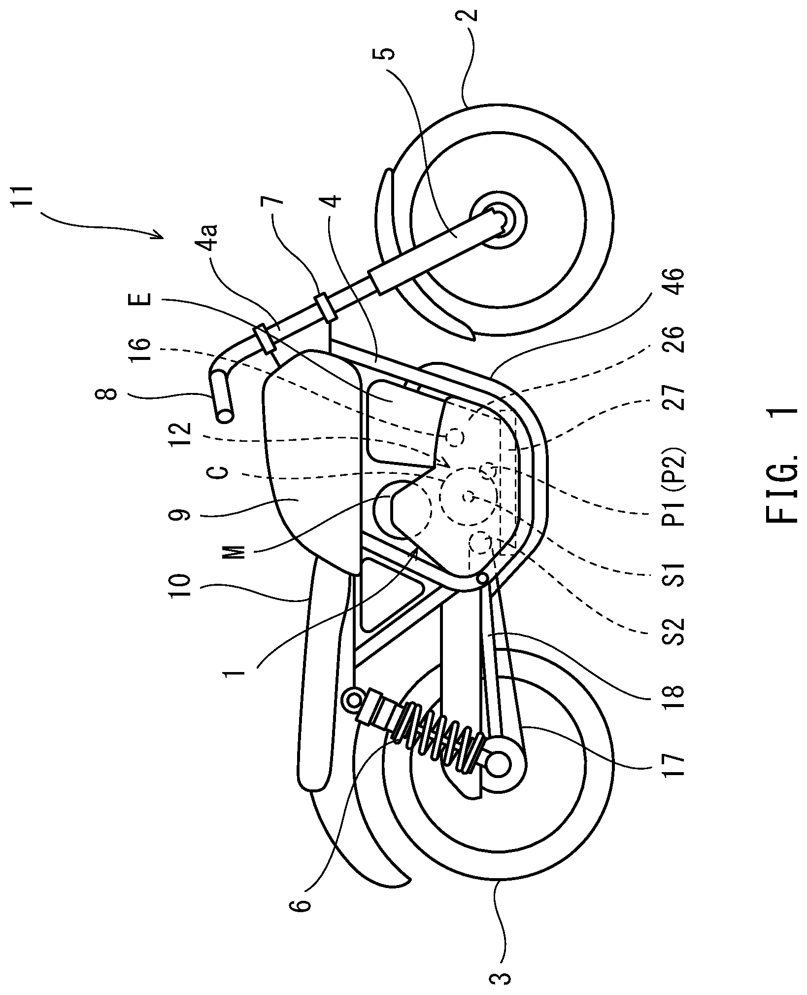 Patent US11781642 Figure 1 – Power unit and vehicle including power unit