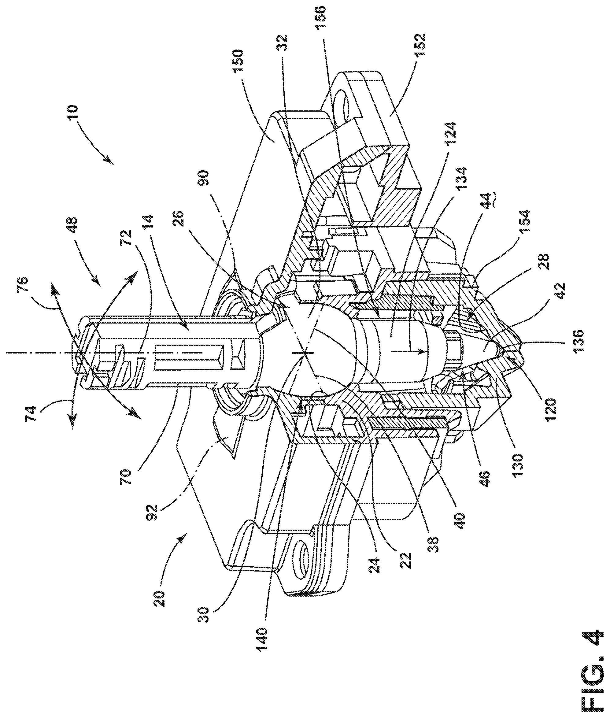 Patent US11781644 Figure 4 – Selector assembly having an internal ball joint and detent mechanism