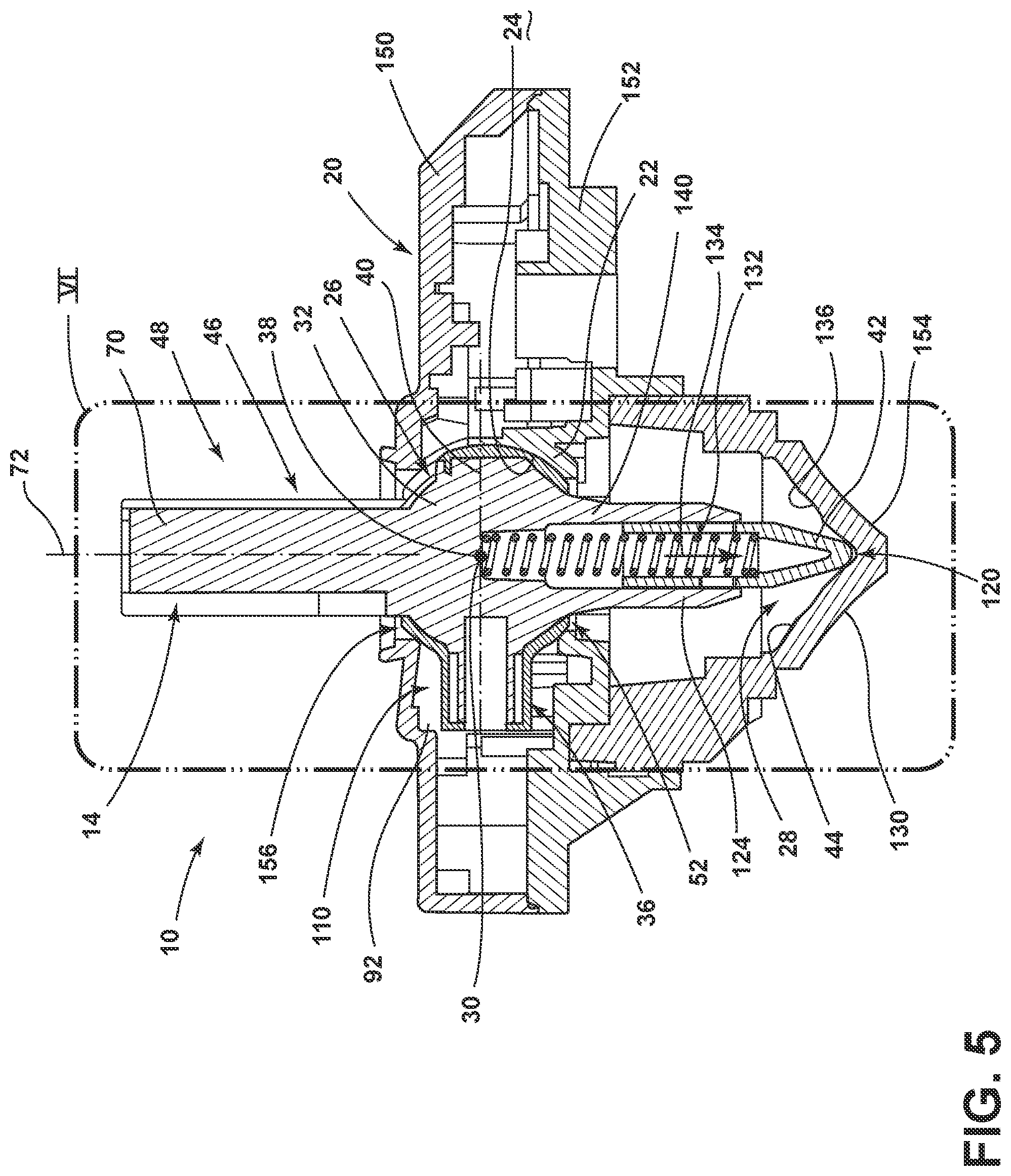 Patent US11781644 Figure 5 – Selector assembly having an internal ball joint and detent mechanism