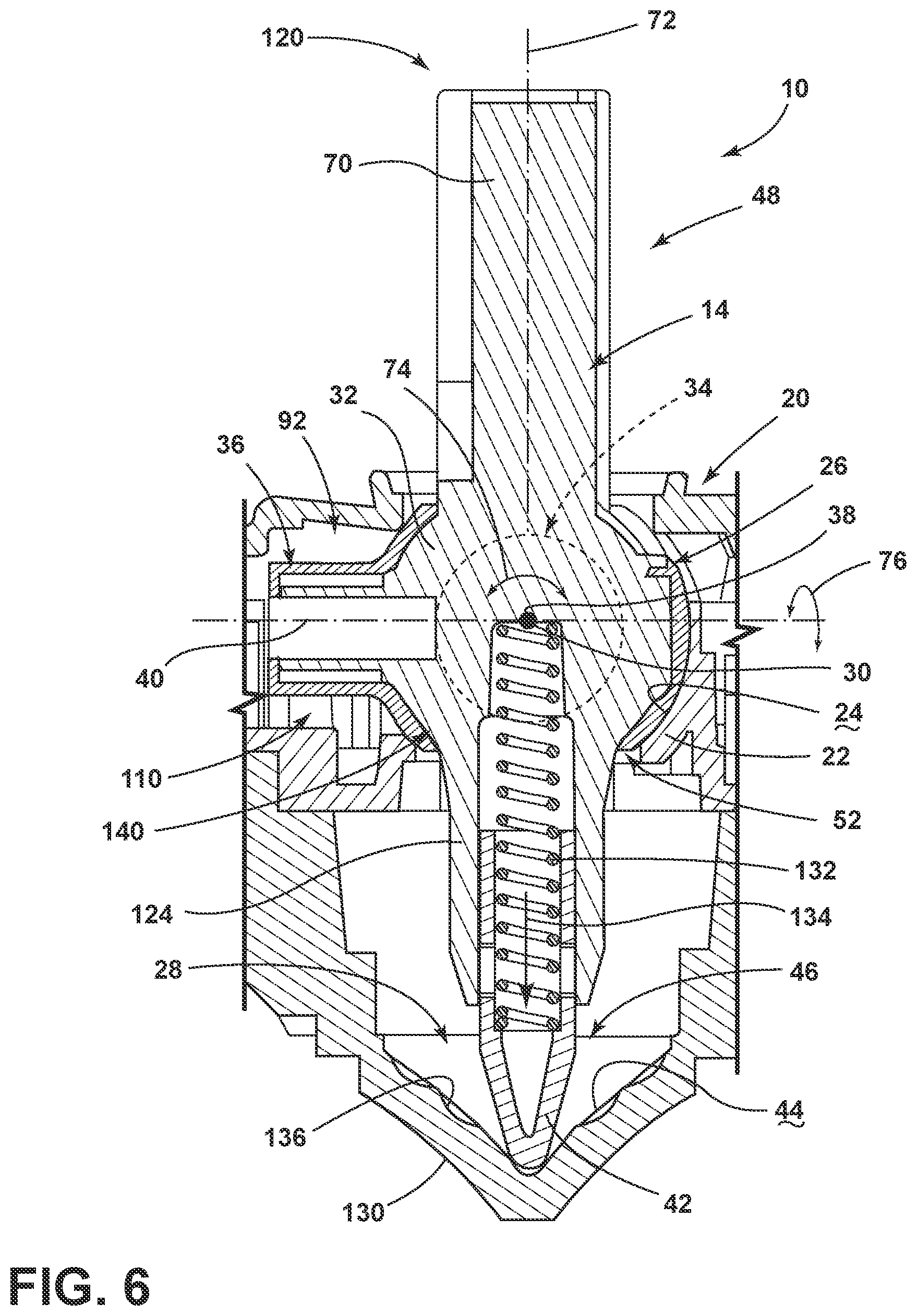 Patent US11781644 Figure 6 – Selector assembly having an internal ball joint and detent mechanism