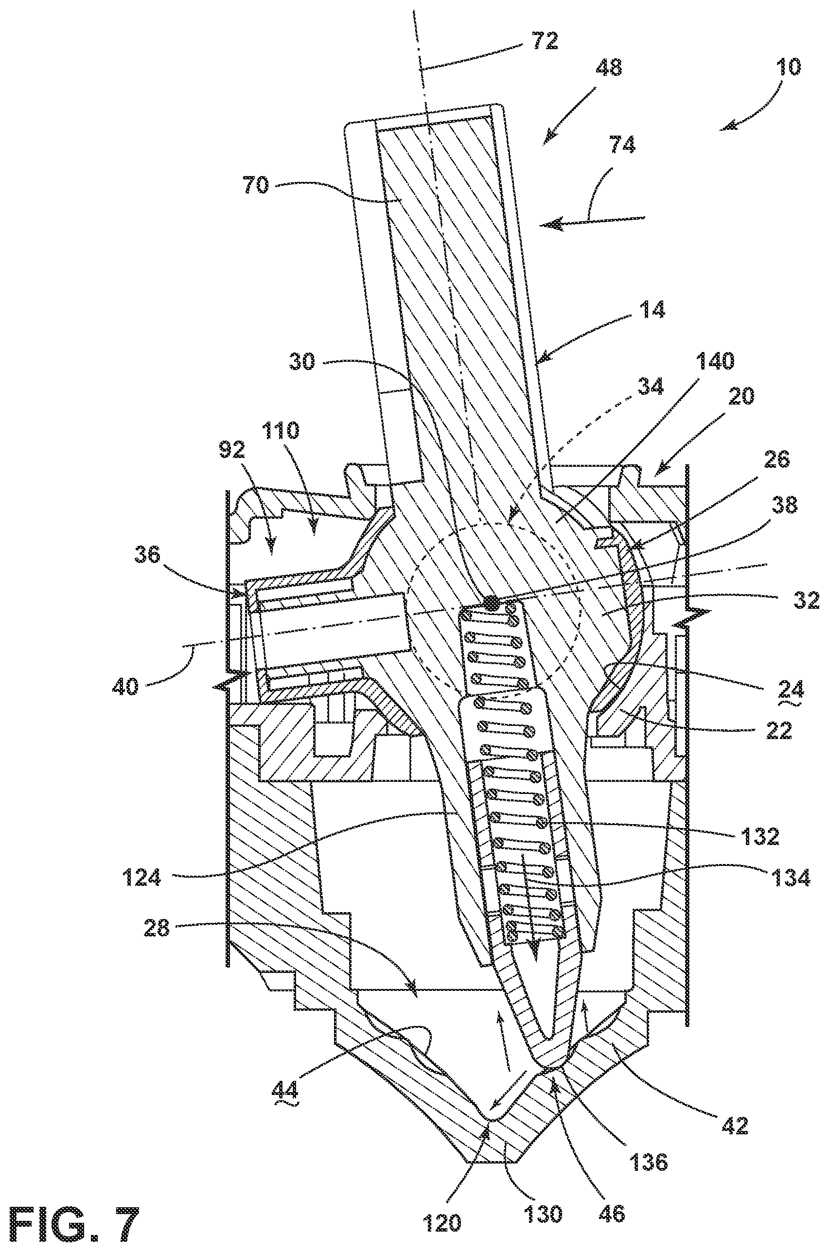 Patent US11781644 Figure 7 – Selector assembly having an internal ball joint and detent mechanism