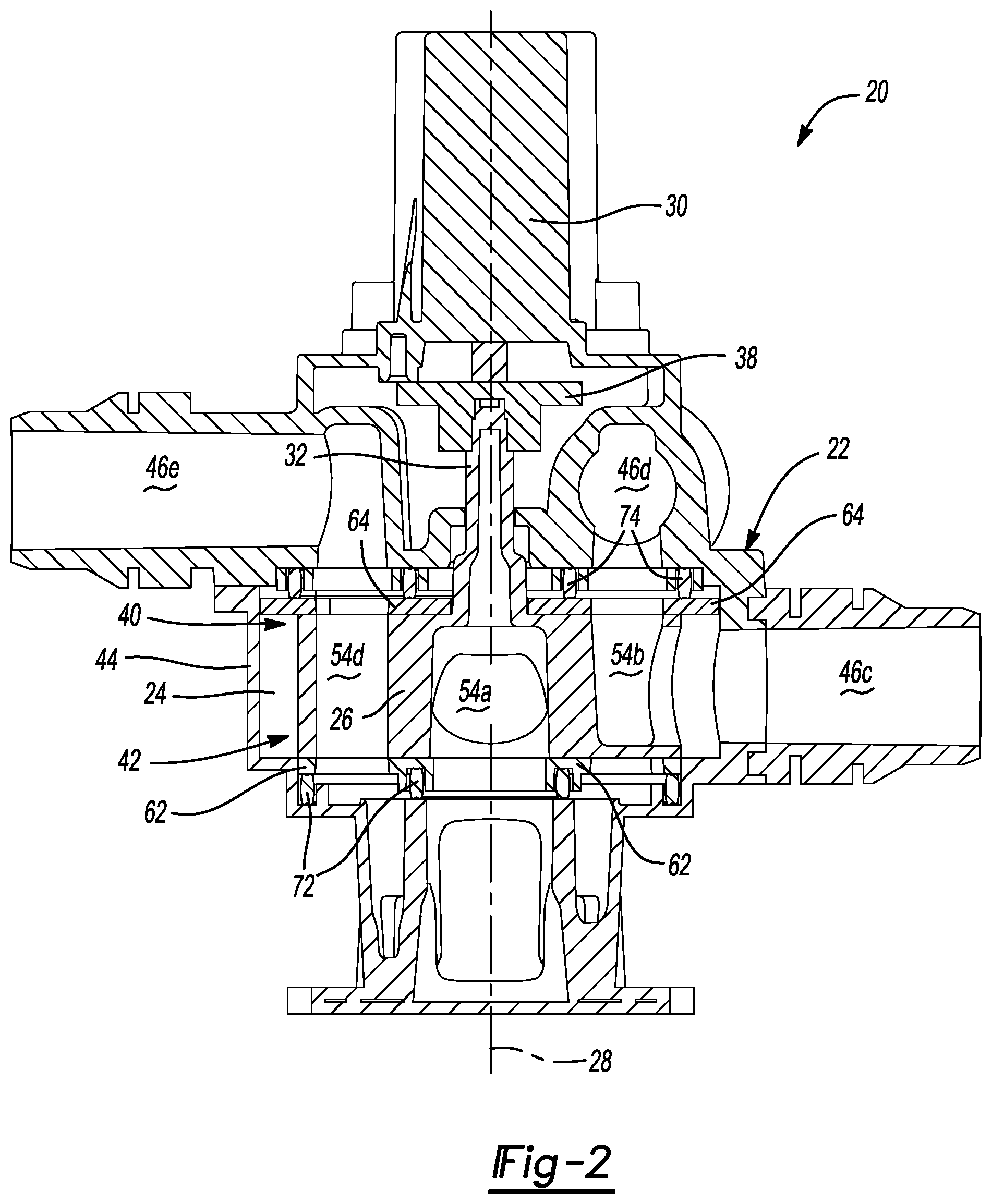 Patent US11781662 Figure 2 – Multi-port rotary actuated valve assembly