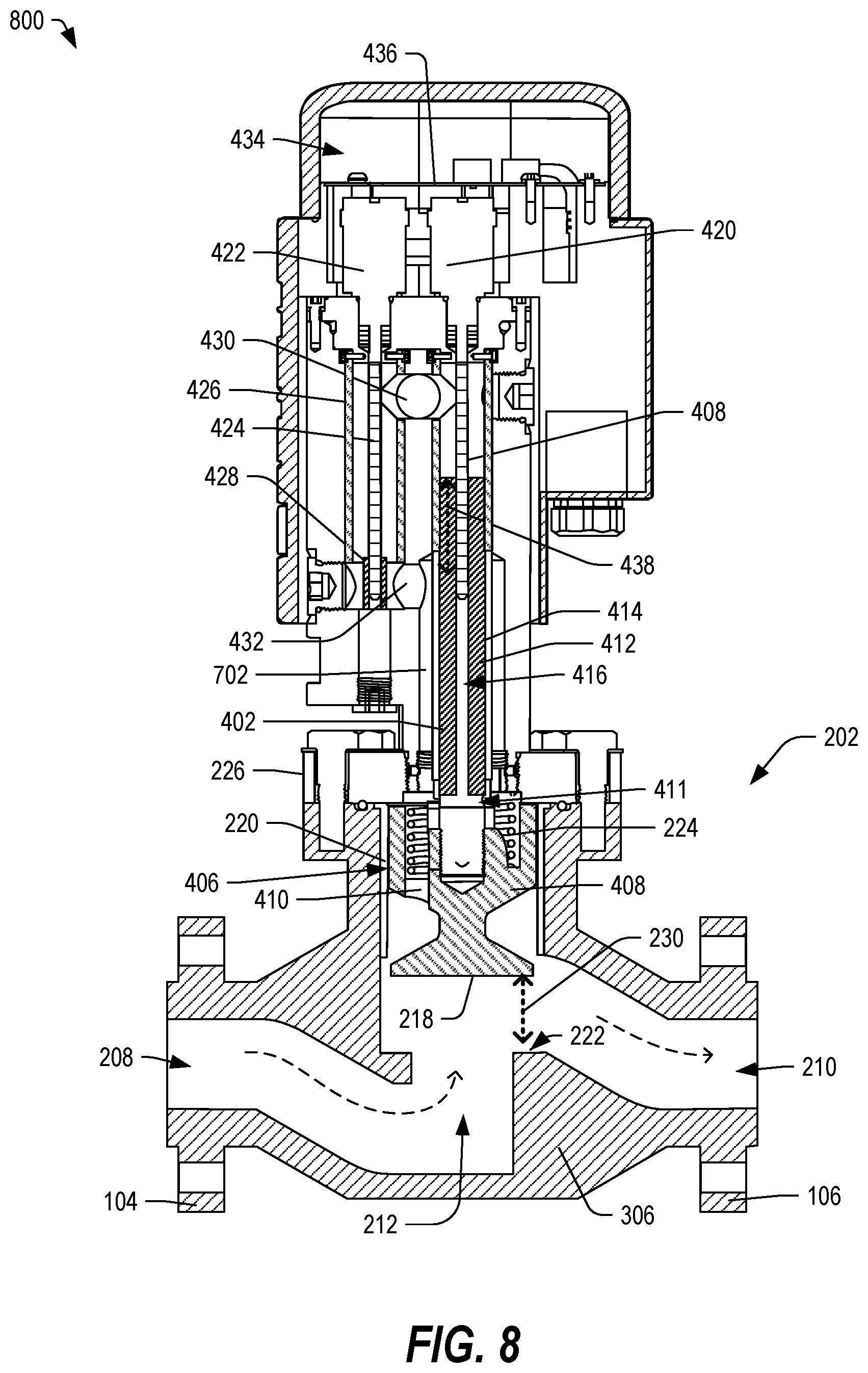 Patent US11781668 Figure 8 – Valve unit including a reinforcement mechanism with optional sensor assembly
