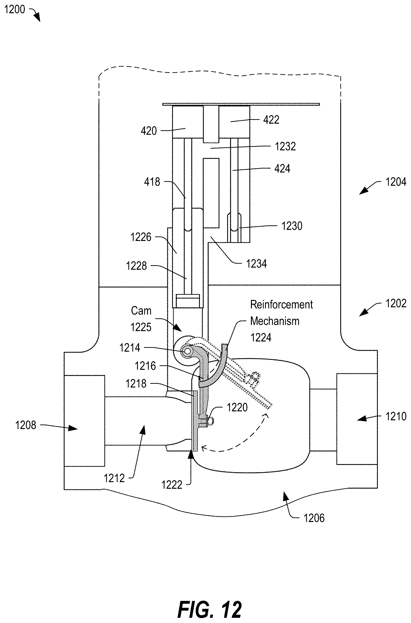 Patent US11781668 Figure 12 – Valve unit including a reinforcement mechanism with optional sensor assembly