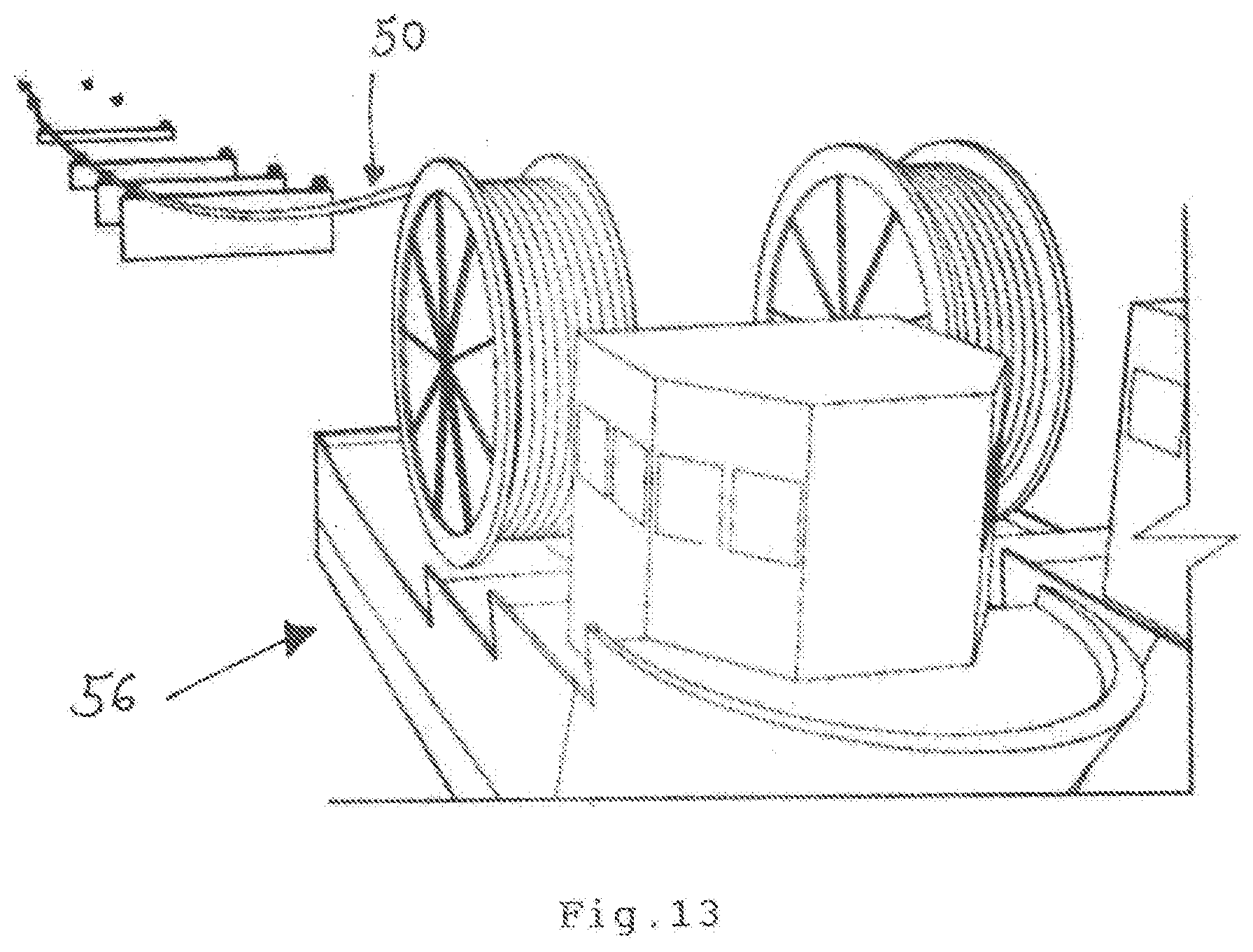 Patent US11781675 Figure 11 – Method for manufacture, assembly and continuous construction of pipe sections in a spoolbase with gradual movement