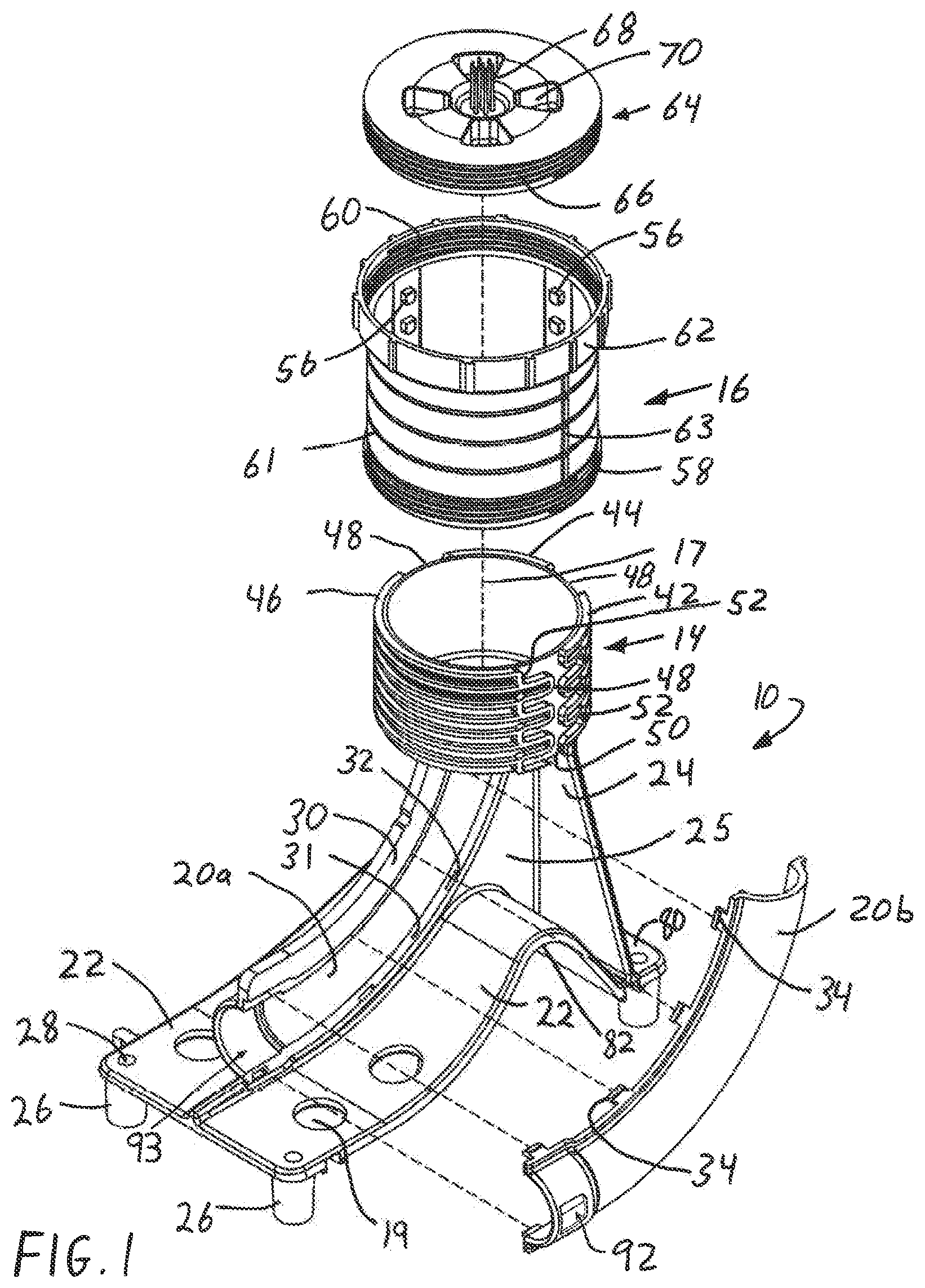 Patent US11781677 Figure 1 – Bracket for positioning and protecting pipes in concrete