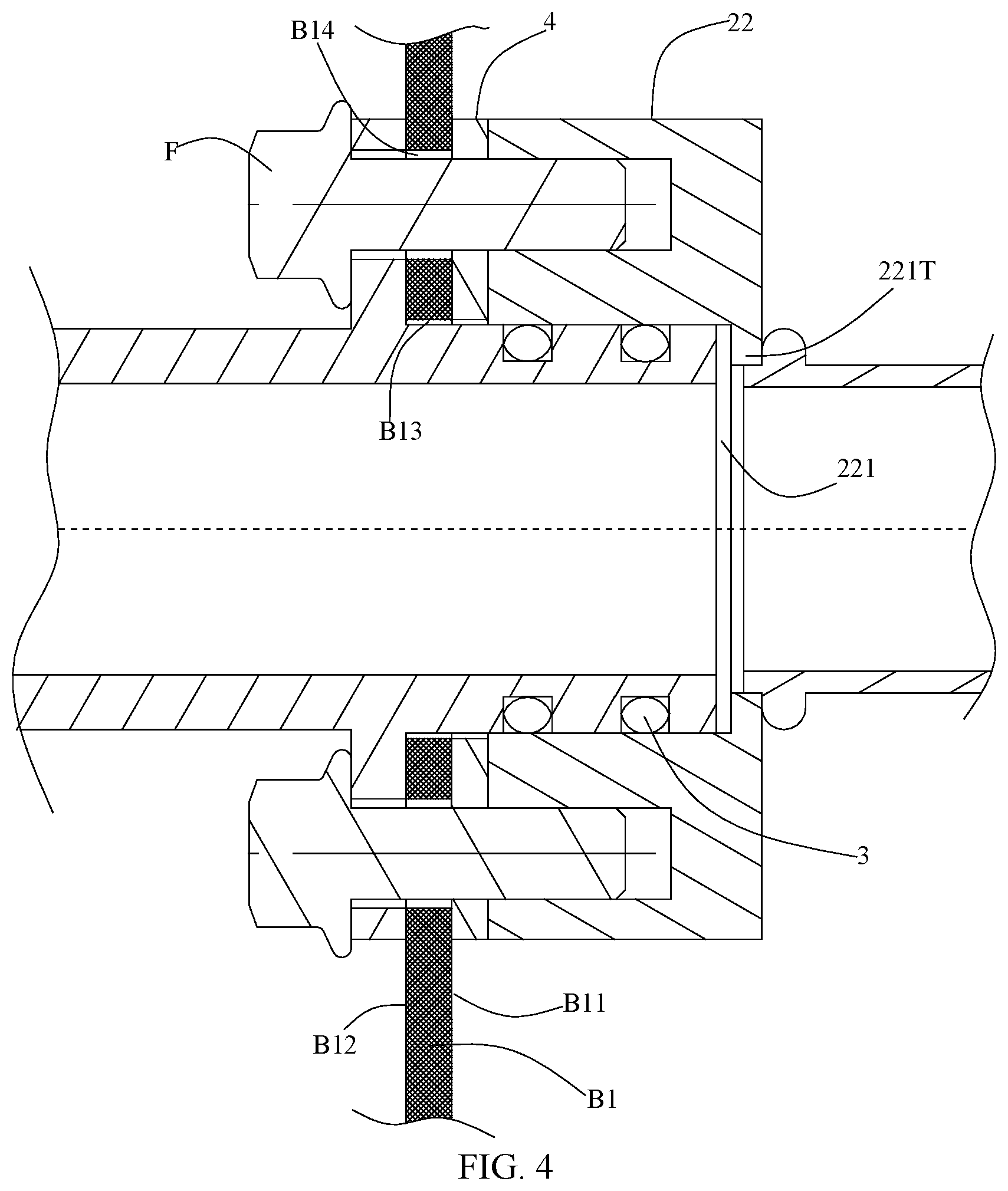 Patent US11781679 Figure 3 – Heat exchange pipe joint and battery pack