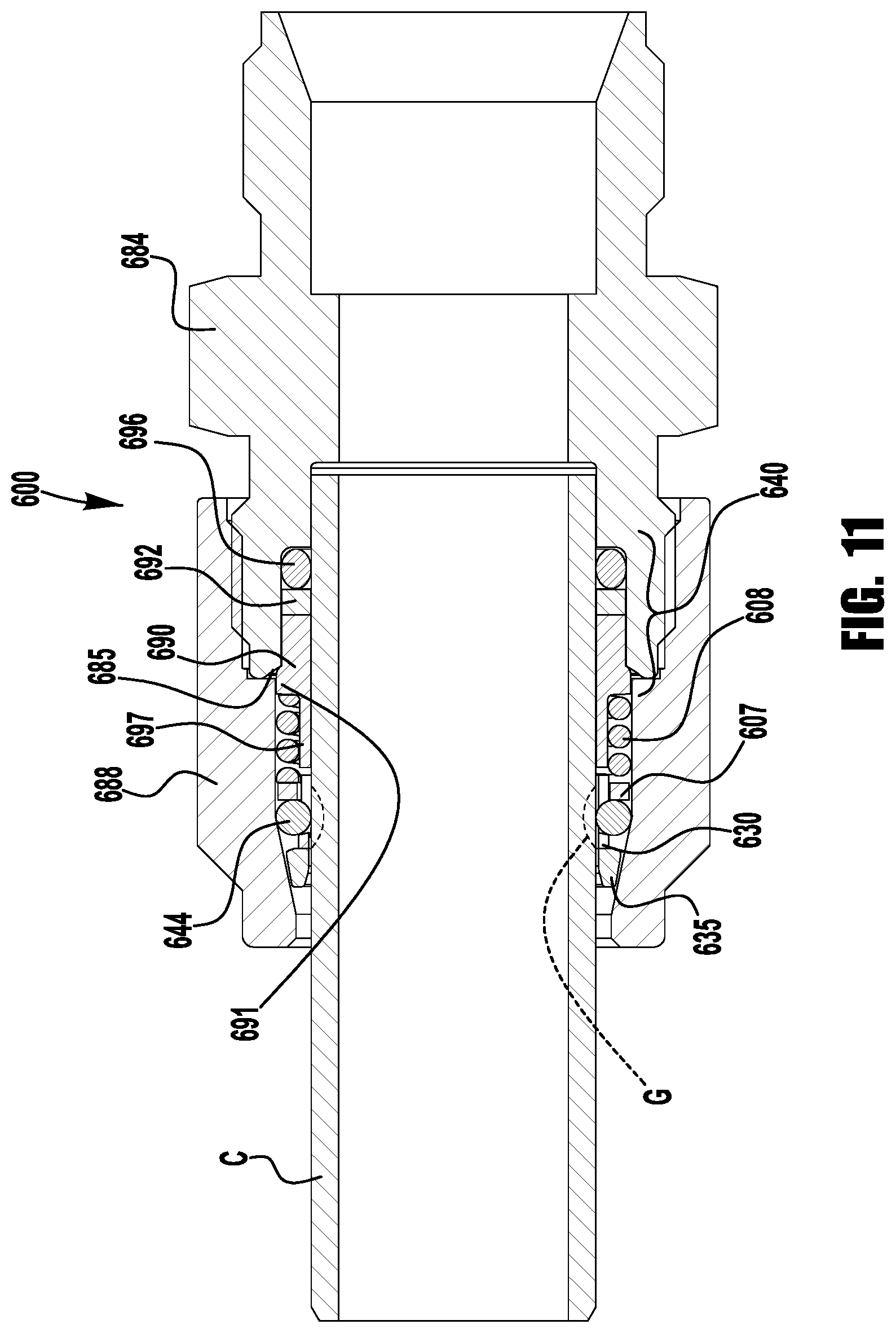 Patent US11781688 Figure 12 – Push to connect conduit fitting assemblies and arrangements