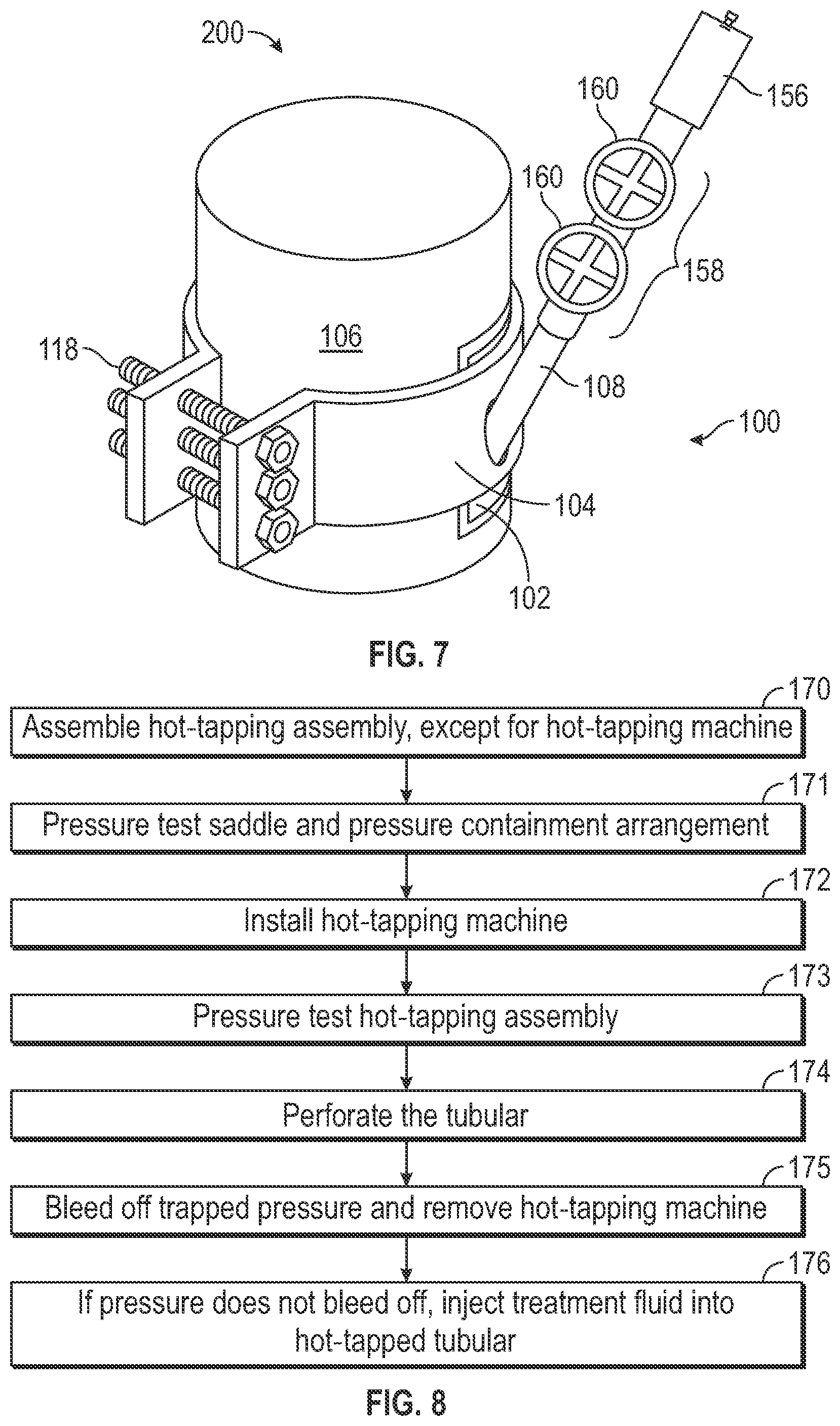 Patent US11781694 Figure 4 – Clamped saddle for directional hot-tapping tubulars