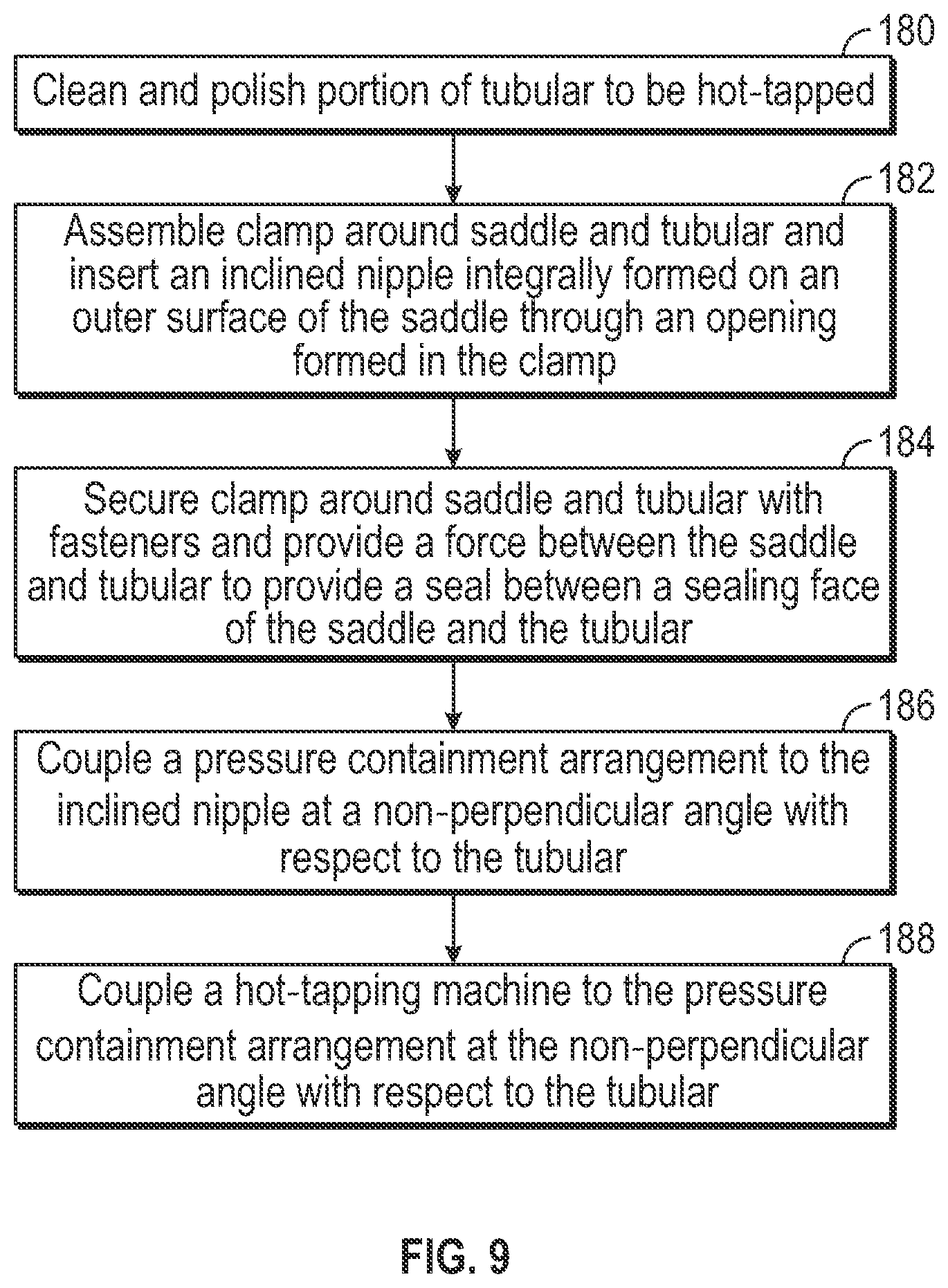 Patent US11781694 Figure 5 – Clamped saddle for directional hot-tapping tubulars