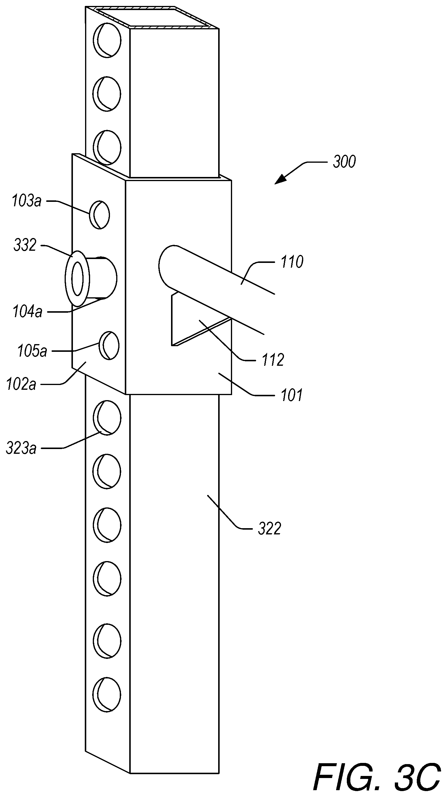 Patent US11781711 Figure 5 – Multi-use mounting bracket with extension and internal support rod for gym accessories